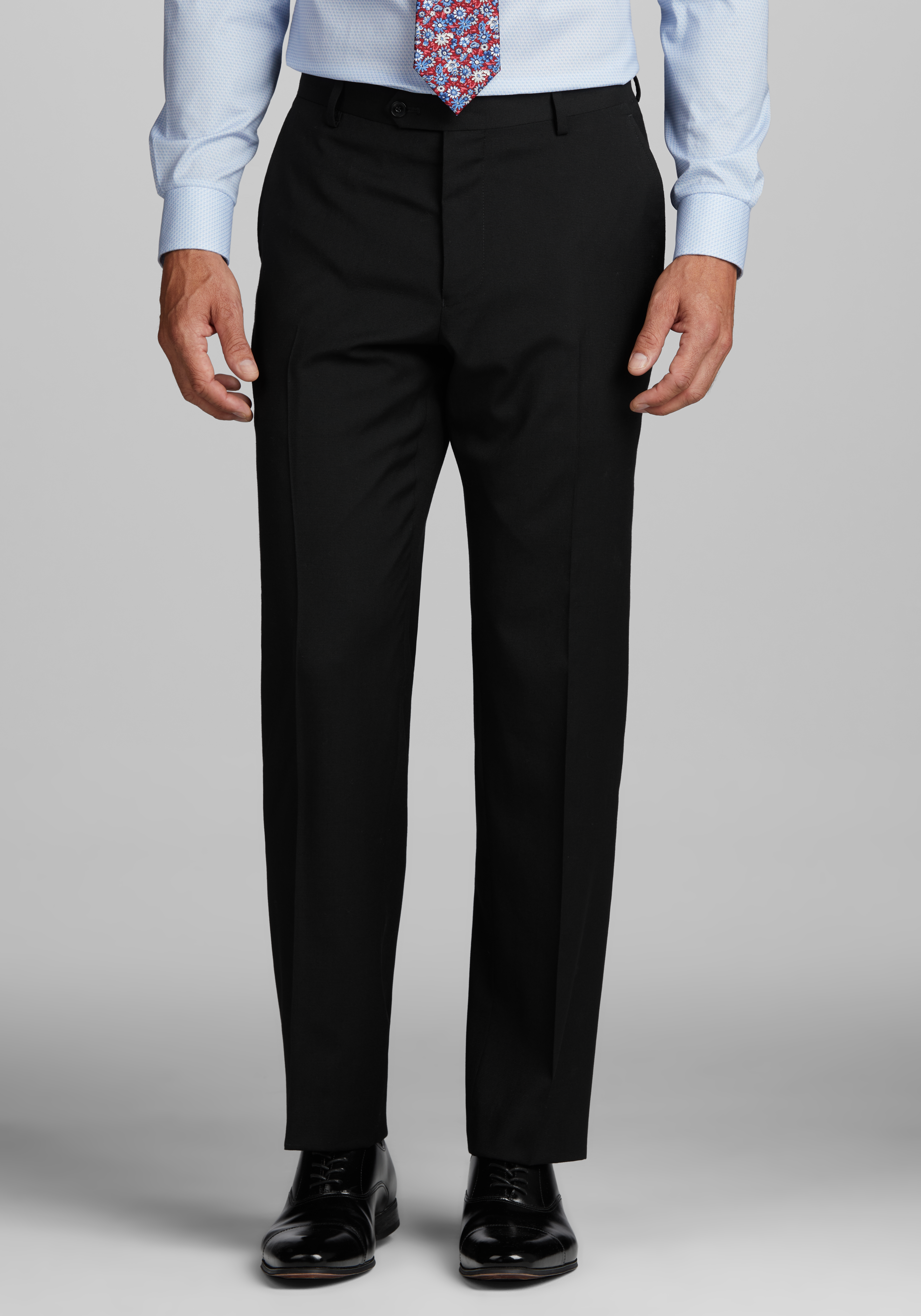 NWT 44R BLACK WITH GOLD PINSTRIPE SUIT ,SLIM FIT, FLAT FRONT PANTS, BOW TIE