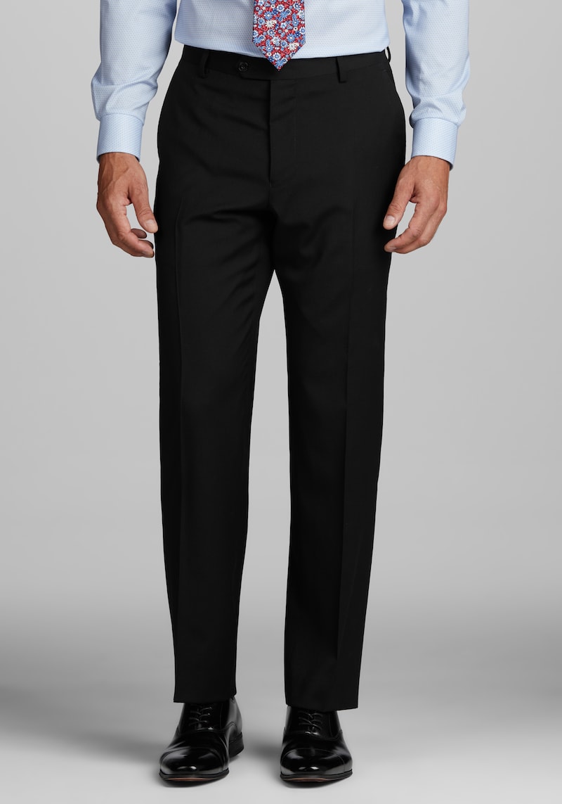 JoS. A. Bank Men's Collection Tailored Fit Suit Separates Solid Pants, Black, 38x32