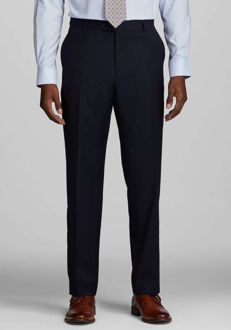 JoS. A. Bank Men's Collection Tailored Fit Suit Separates Solid Pants, Navy, 37x32