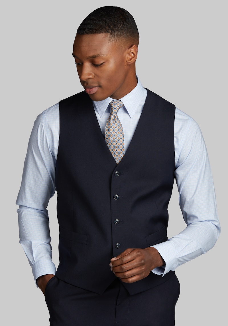 JoS. A. Bank Men's Tailored Fit Suit Separates Solid Vest, Navy, XX Large