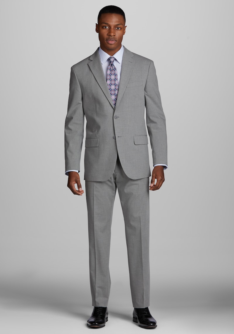 JoS. A. Bank Men's Tailored Fit Suit Separates Solid Jacket, Light Grey, 40 Long