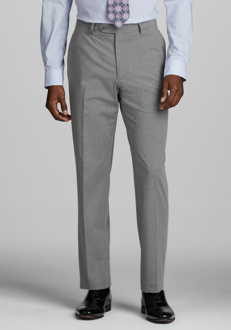 JoS. A. Bank Men's Tailored Fit Suit Separates Solid Pants, Light Grey, 36x32