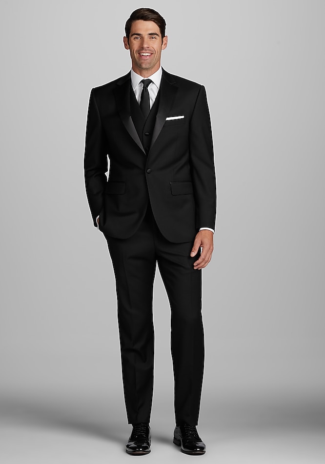 Men's Big & Tall Jos. A. Bank Tailored Fit Wool Blend Tuxedo Suit Separate Jacket at Jos. A. Bank, Black, Size 54 Long