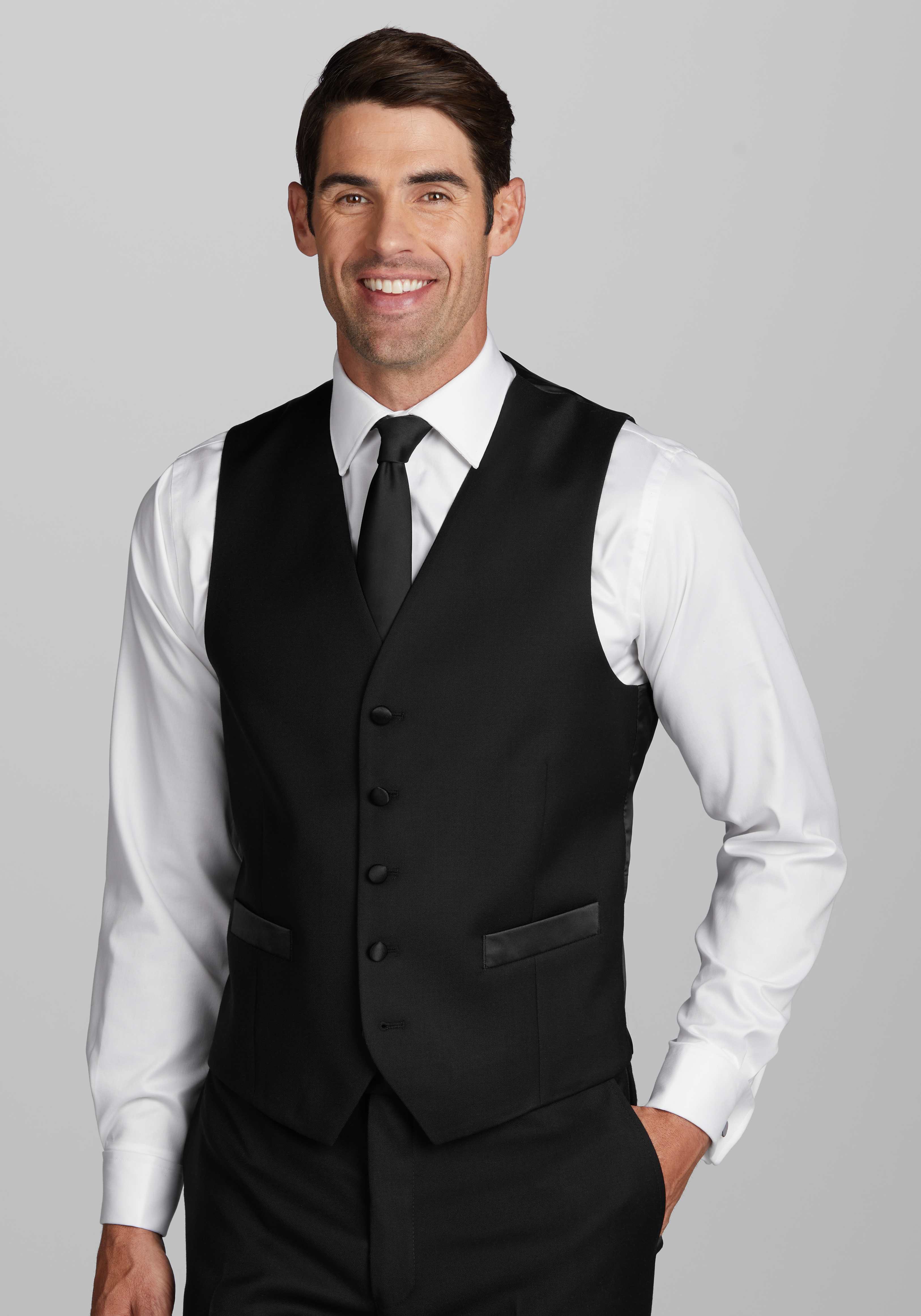 Black double-face tailored vest