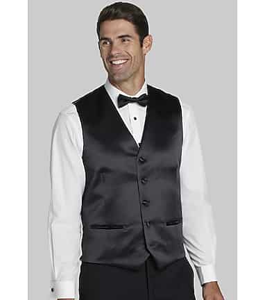 Men s Jos. A. Bank Tailored Fit Satin Front Tuxedo Vest at Jos. A. Bank Black Size Small Tuxedo Separates