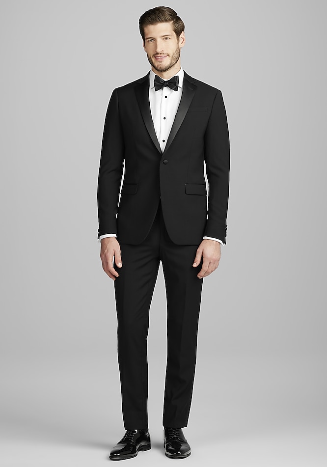 Joseph Abboud Satin Faced Lapels Bank Skinny Fit Wool Blend Tuxedo Suit  Separates Jacket