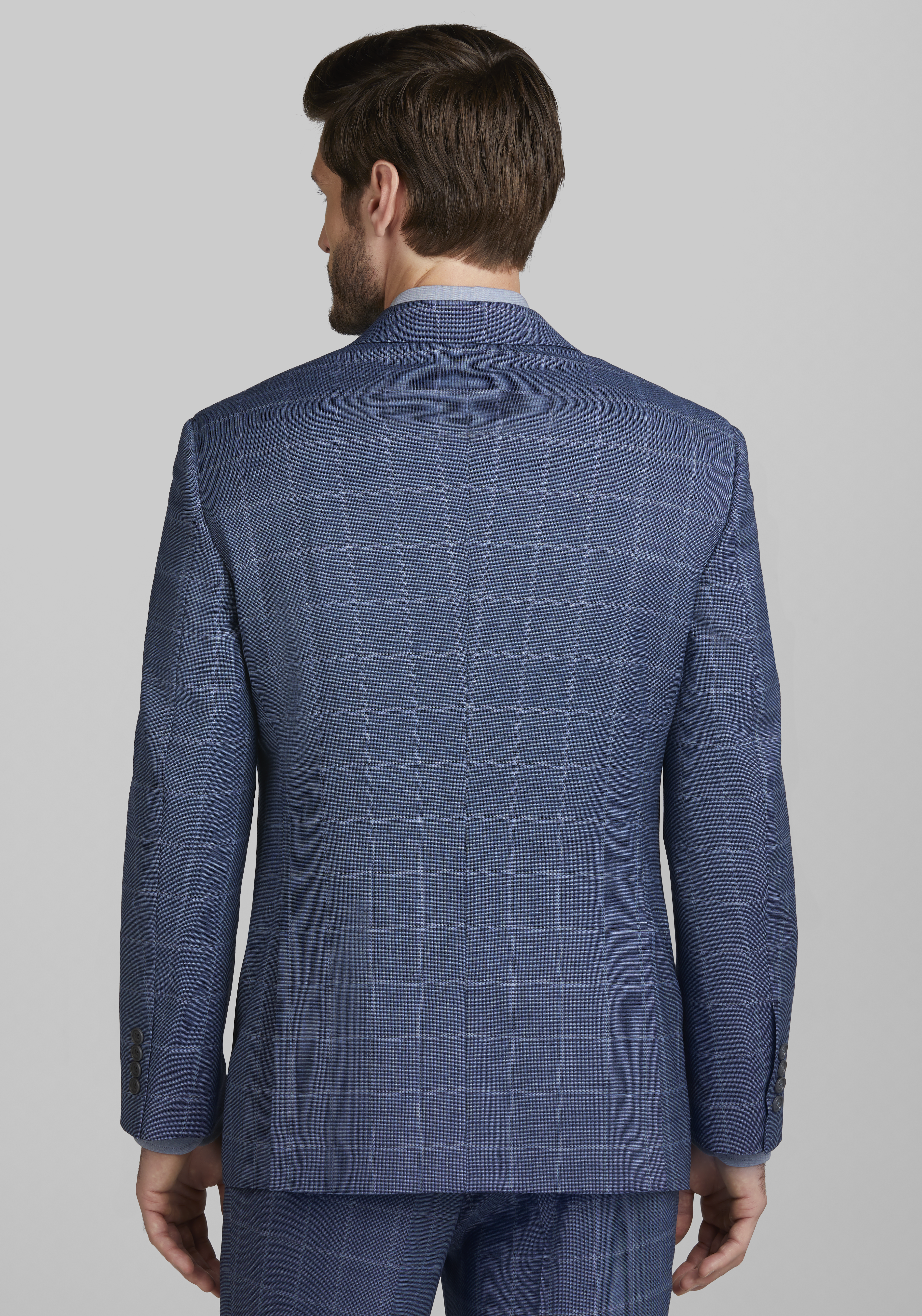Jos. A. Bank Tailored Fit Wool Blend Windowpane Plaid Suit Separate Jacket - Big & Tall CLEARANCE