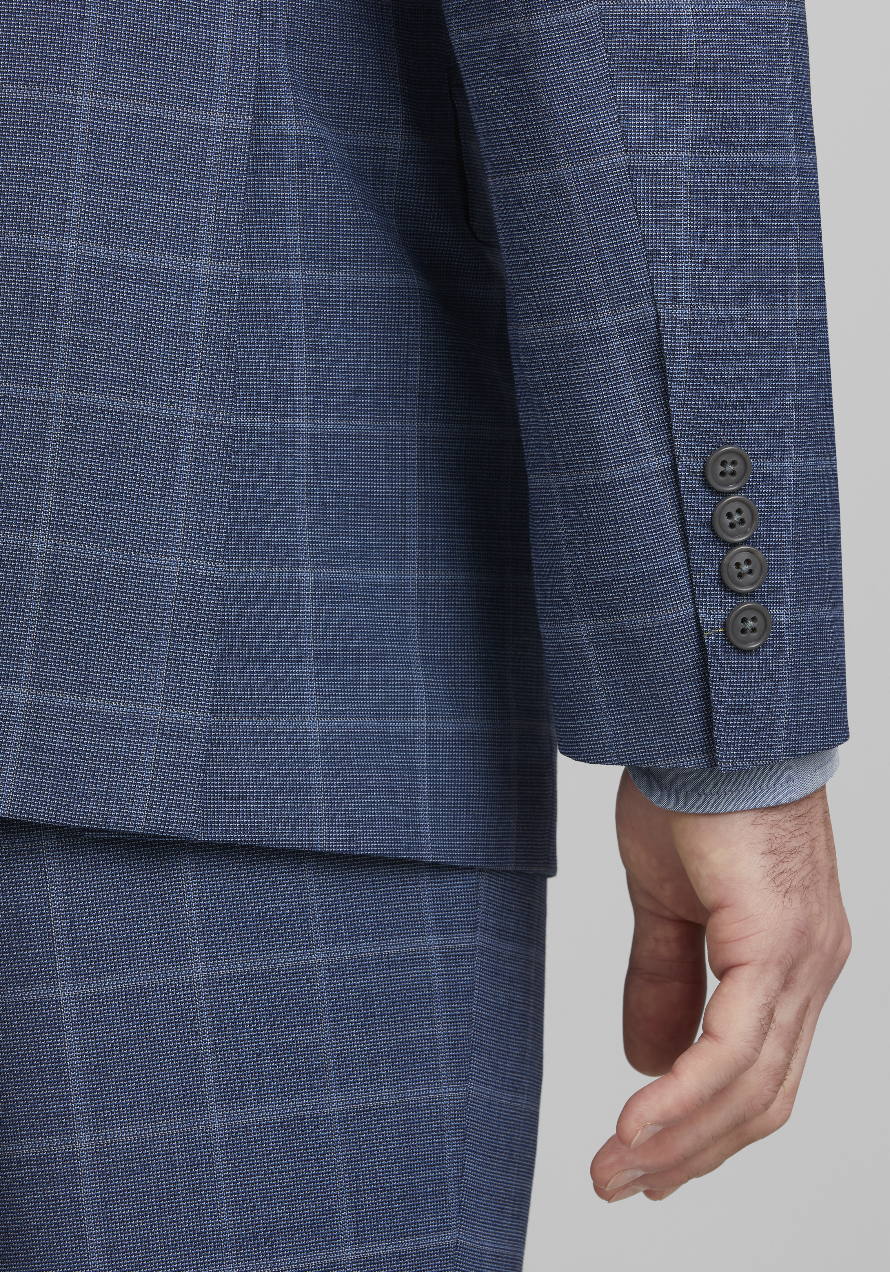 Jos. A. Bank Tailored Fit Wool Blend Windowpane Plaid Suit Separate Jacket - Big & Tall CLEARANCE