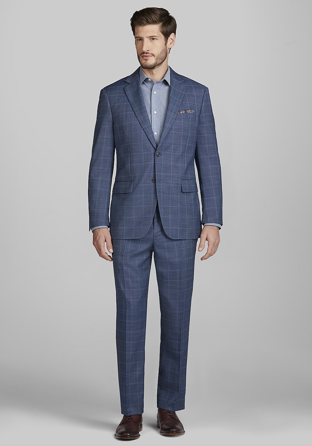 Jos. A. Bank Tailored Fit Wool Blend Windowpane Plaid Suit Separates Jacket