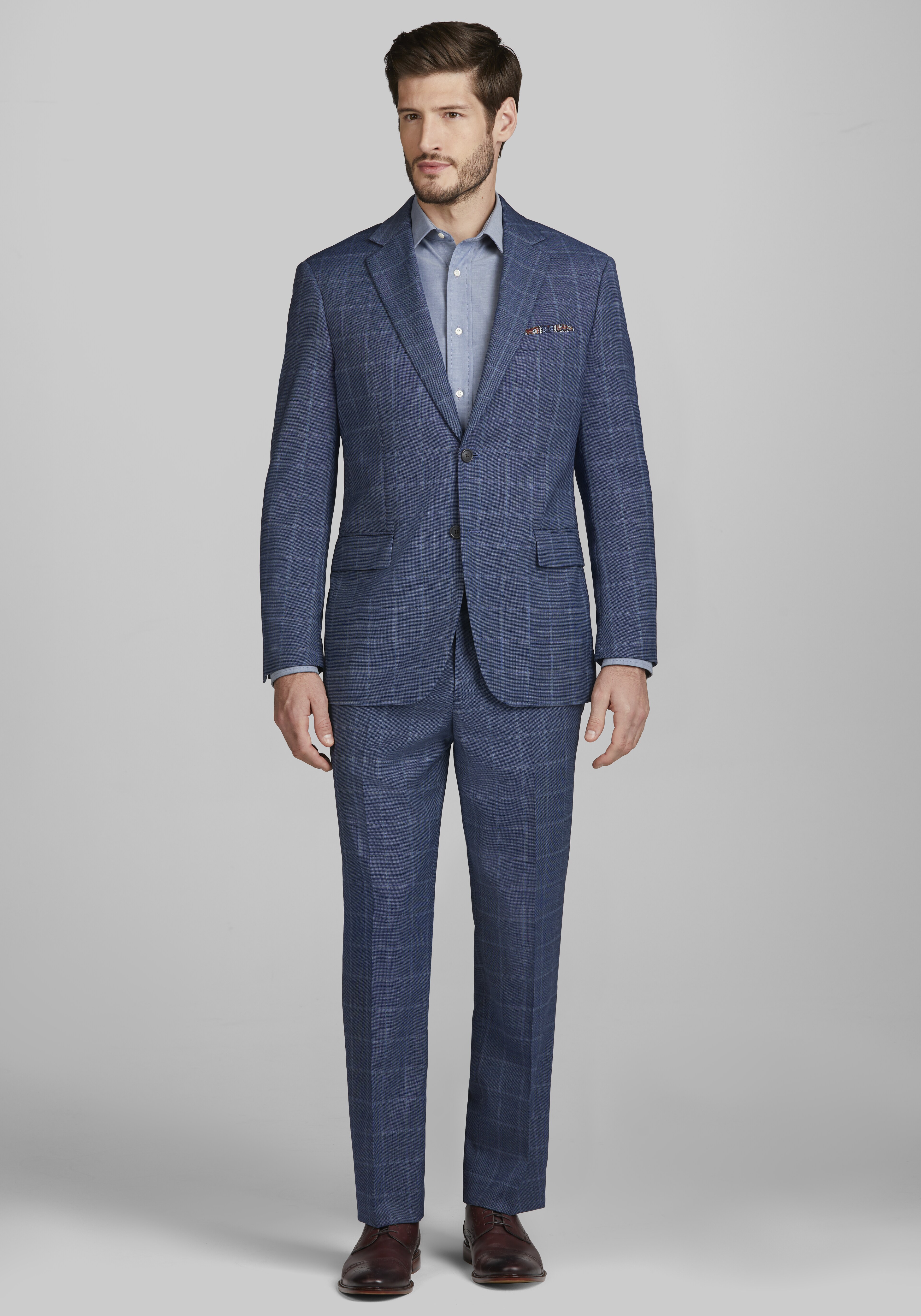 Jos. A. Bank Traditional Fit Wool Blend Windowpane Plaid Suit Separates Jacket - Big & Tall CLEARANCE