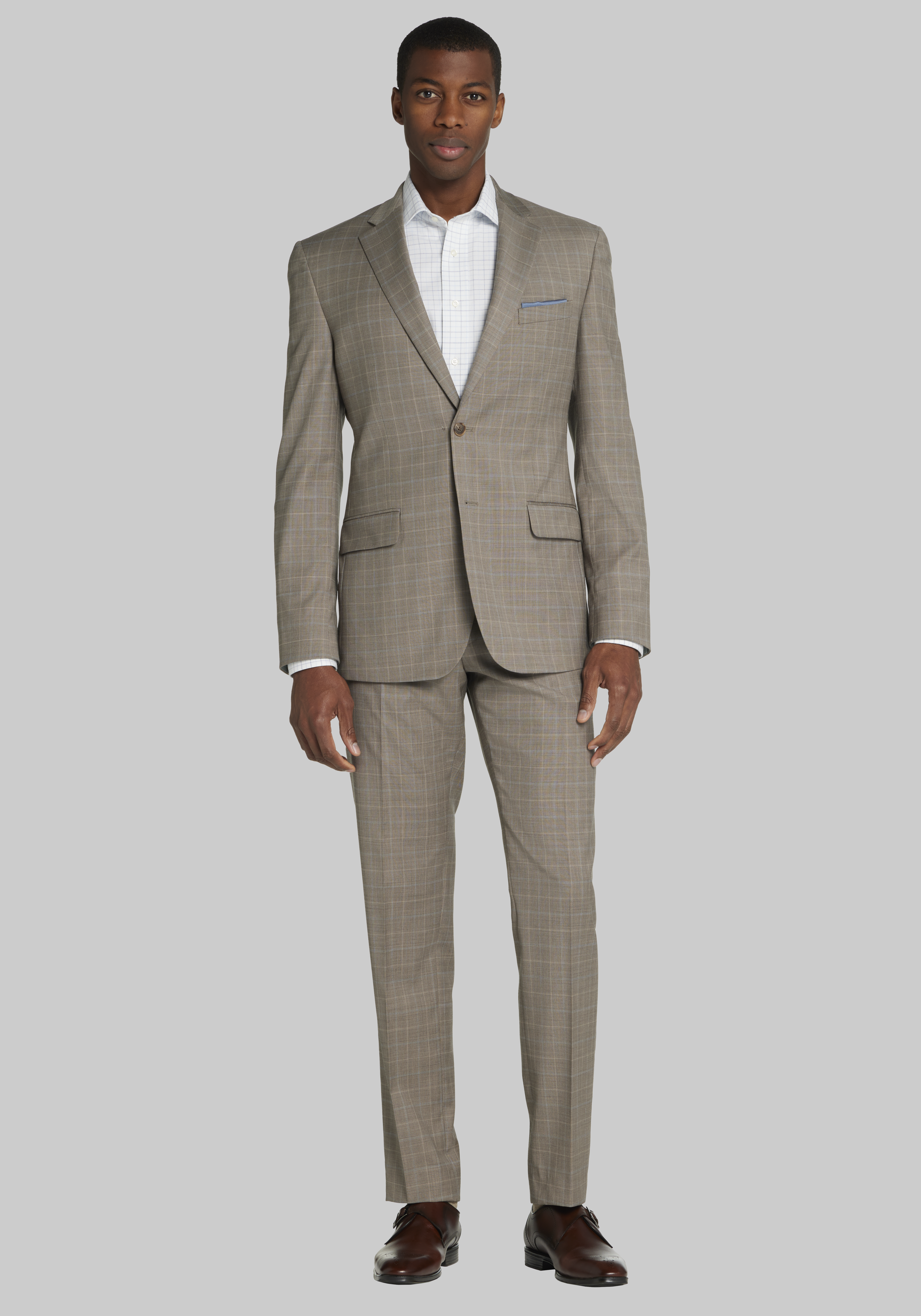 Reserve Collection Tailored Fit Mini Herringbone Stripe Suit