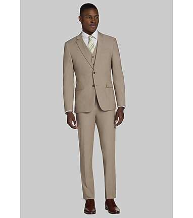 Tan sales fitted suit