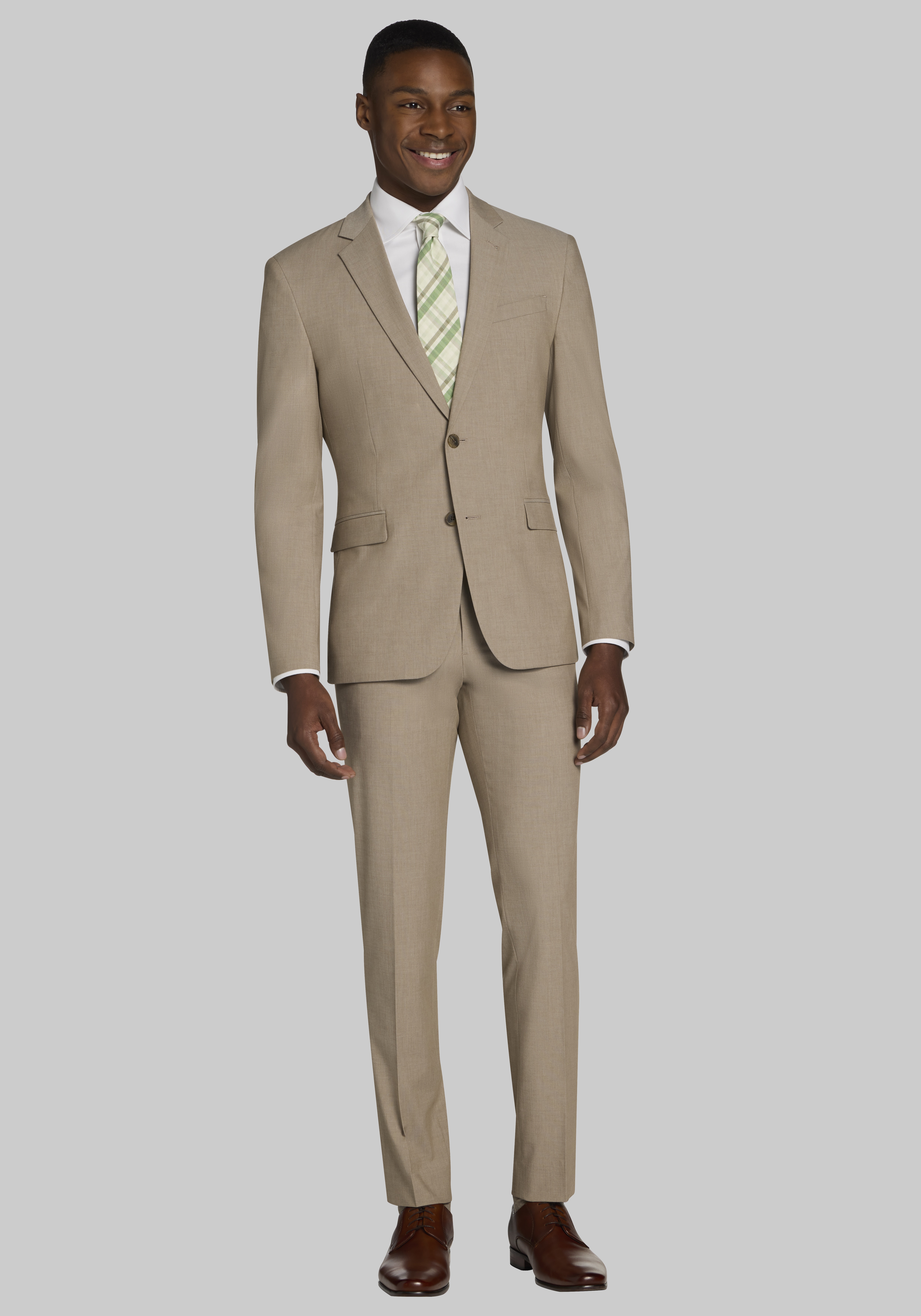 Tan suit 2024 slim fit