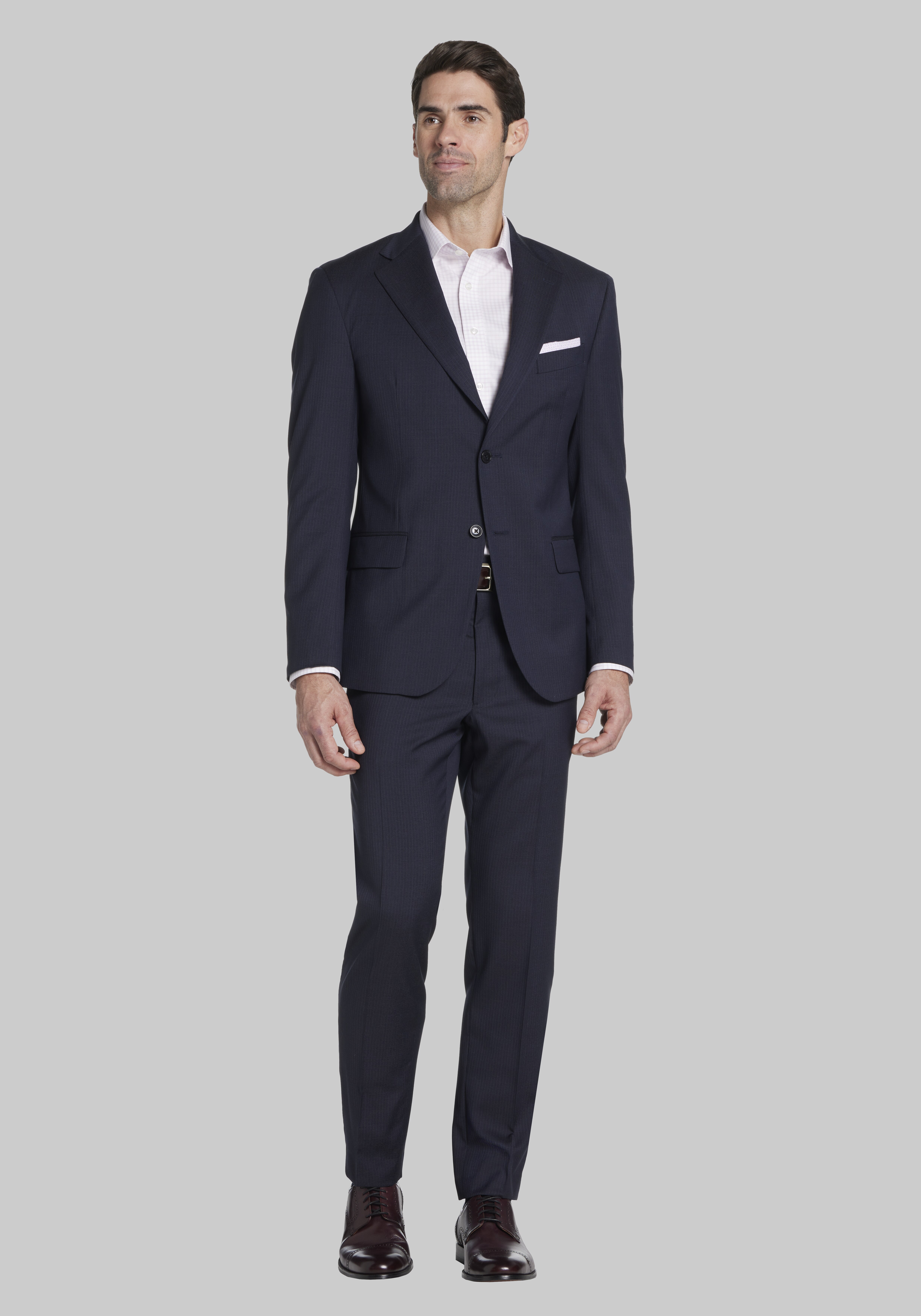 Reserve Collection Tailored Fit Mini Herringbone Stripe Suit