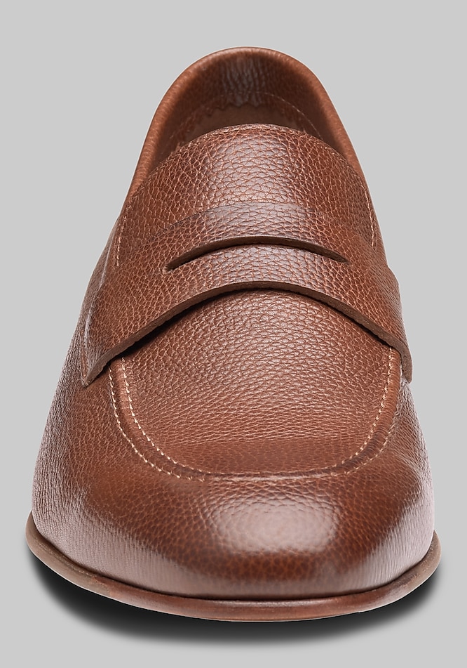 Johnston & Murphy Brown Pebbled Leather Penny Loafers Johnston & Murphy Elston Moc Toe Penny Loafers, Tan Leather  main image 3