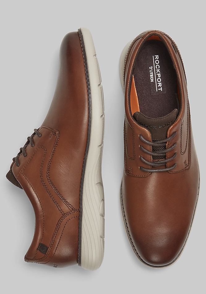 Rockport Garett Plain Toe 8.5 Men's Cognac