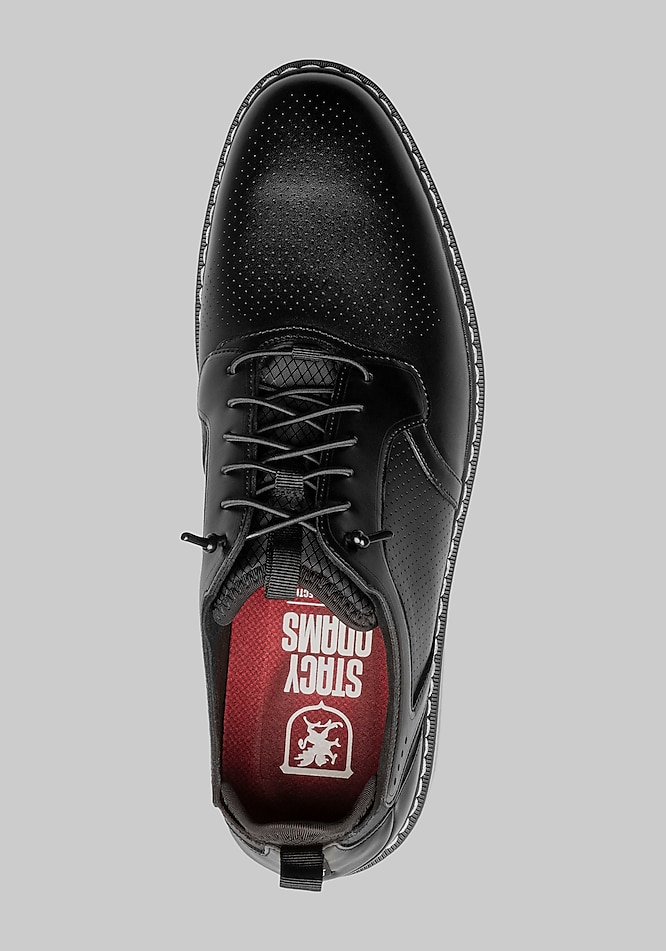 STACY ADAMS ブラック ジャズシューズ Stacy Adams Synchro Mens Black Leather Lace Up Sneakers