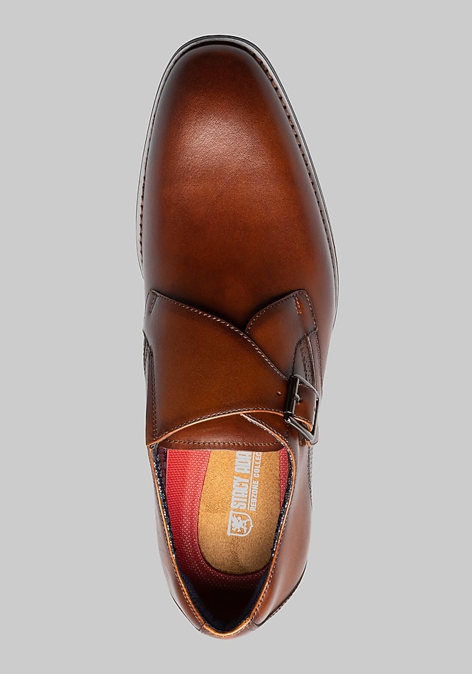 Stacy Adams Brown Suede Monk Strap Loafers with Pink-Orange Lining Hopkins Moc Toe Penny Slip On Clearance Men main image 4
