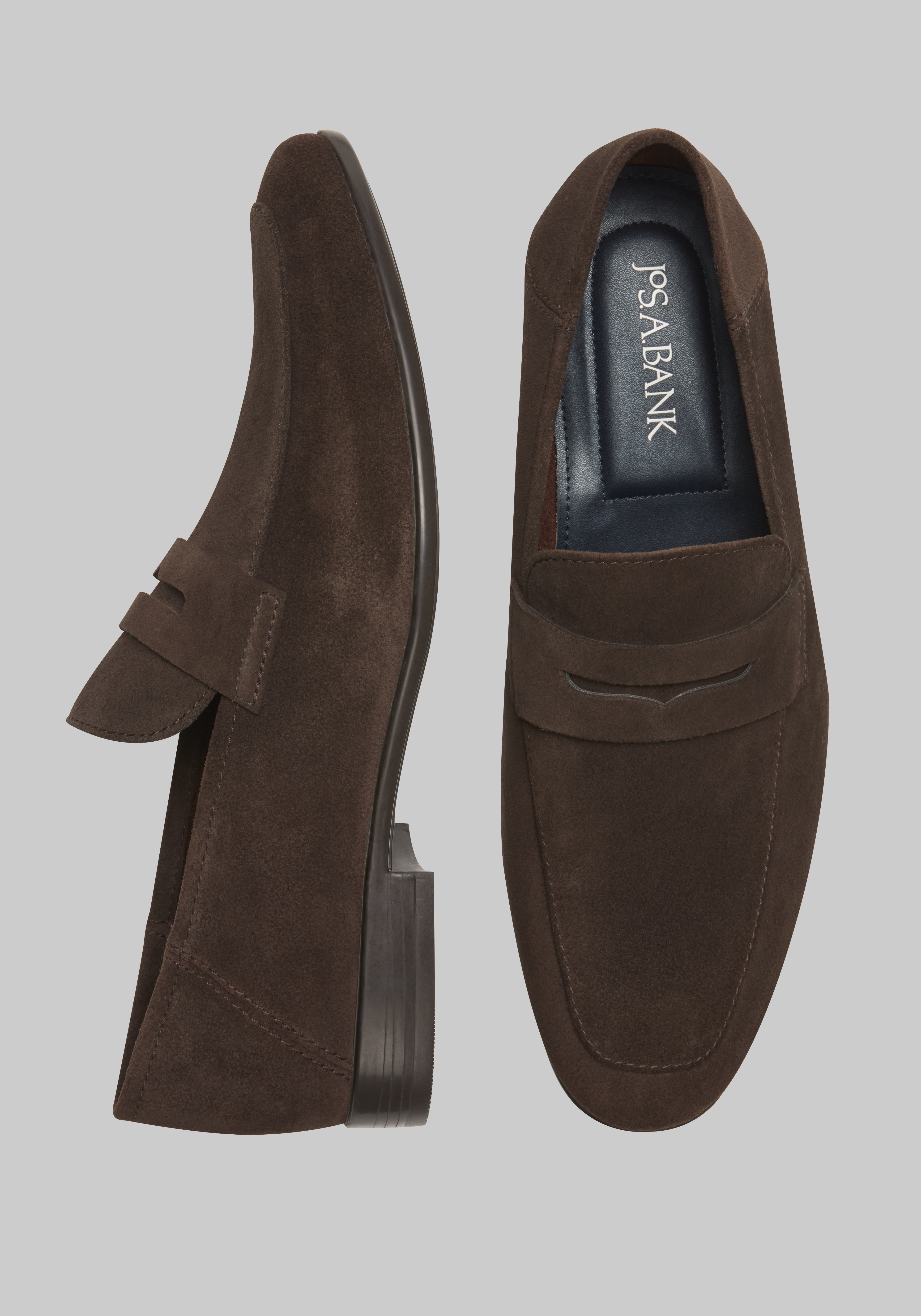 Men's CLEARANCE, Jos. A. Bank Deconstructed Suede Penny Loafers CLEARANCE - Jos A Bank