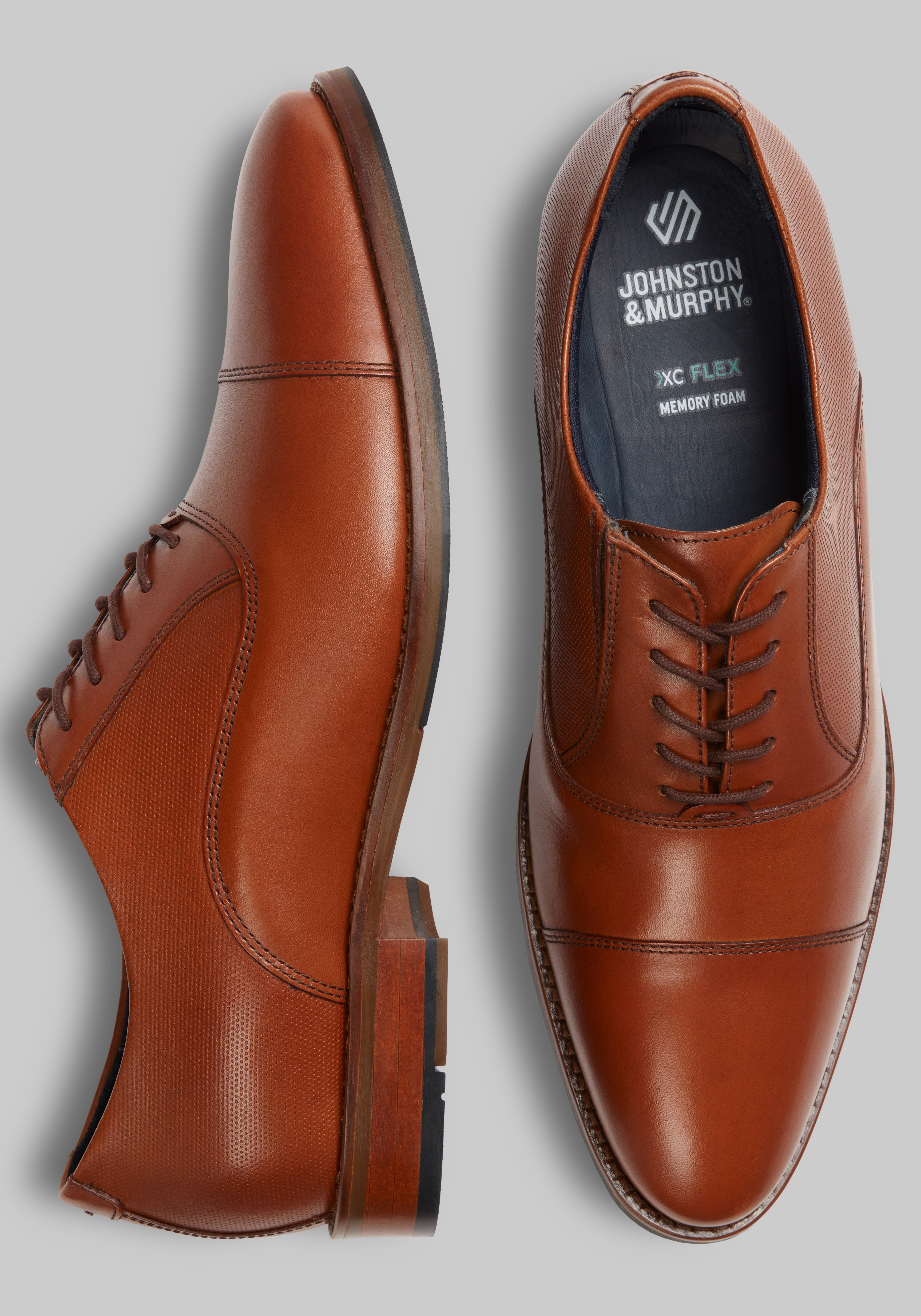 Men's Shoes, Johnston & Murphy XC Flex Landry Embossed Cap Toe Shoes - Jos A Bank