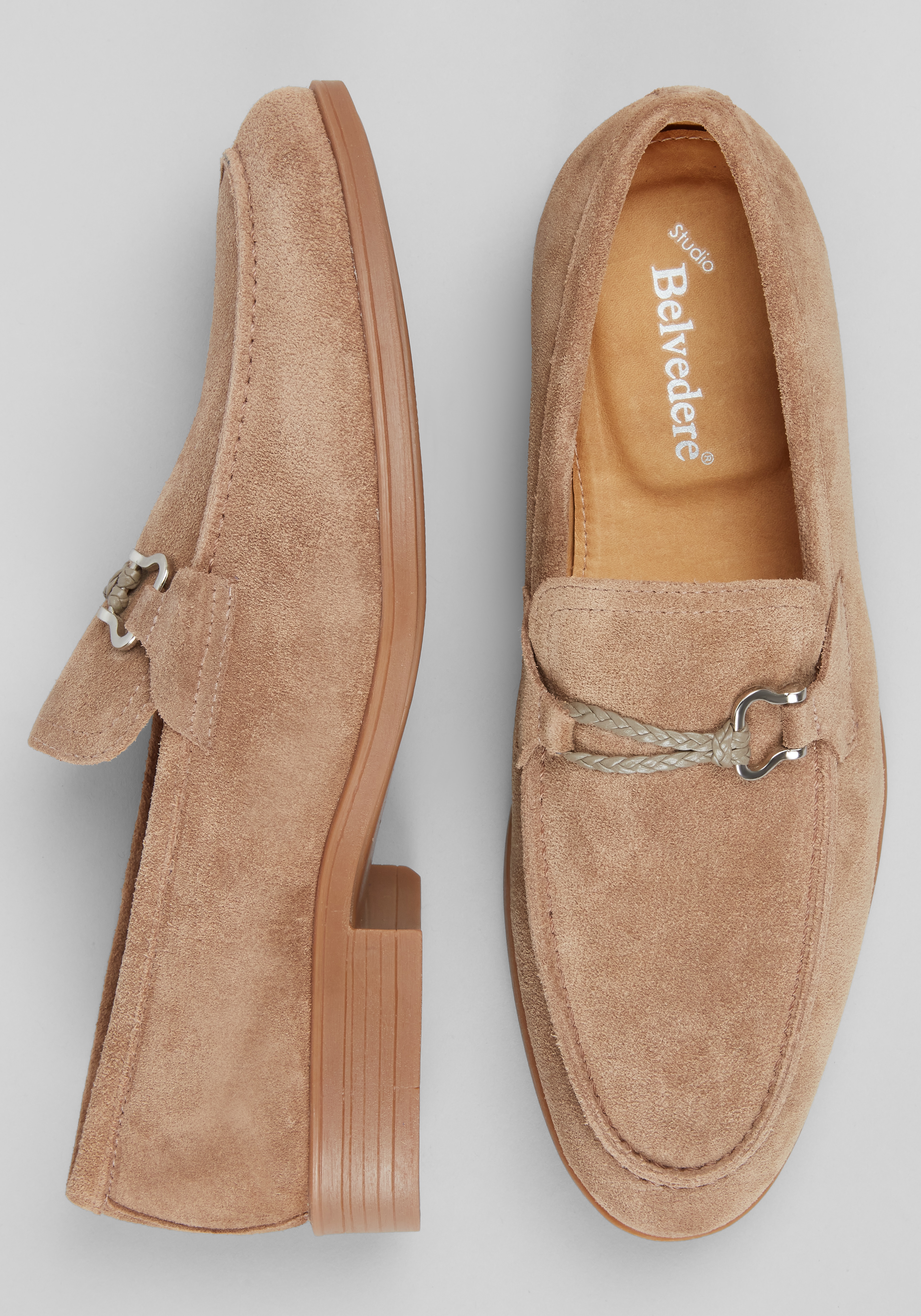 Men's Shoes, Belvedere Ravello Suede Moc Bit Loafers - Jos A Bank