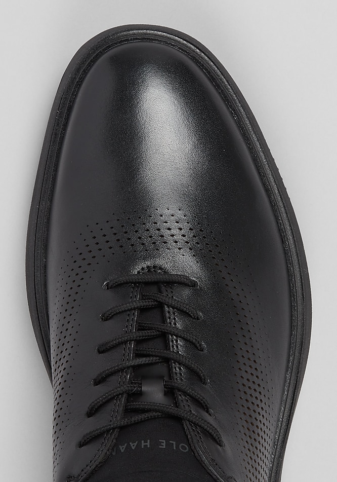 ブラックレザーフリンジシューズ 6 UK / 7 USL Cole Haan Grand Phaze Laser Quick-On Oxfords - Mens Clothing