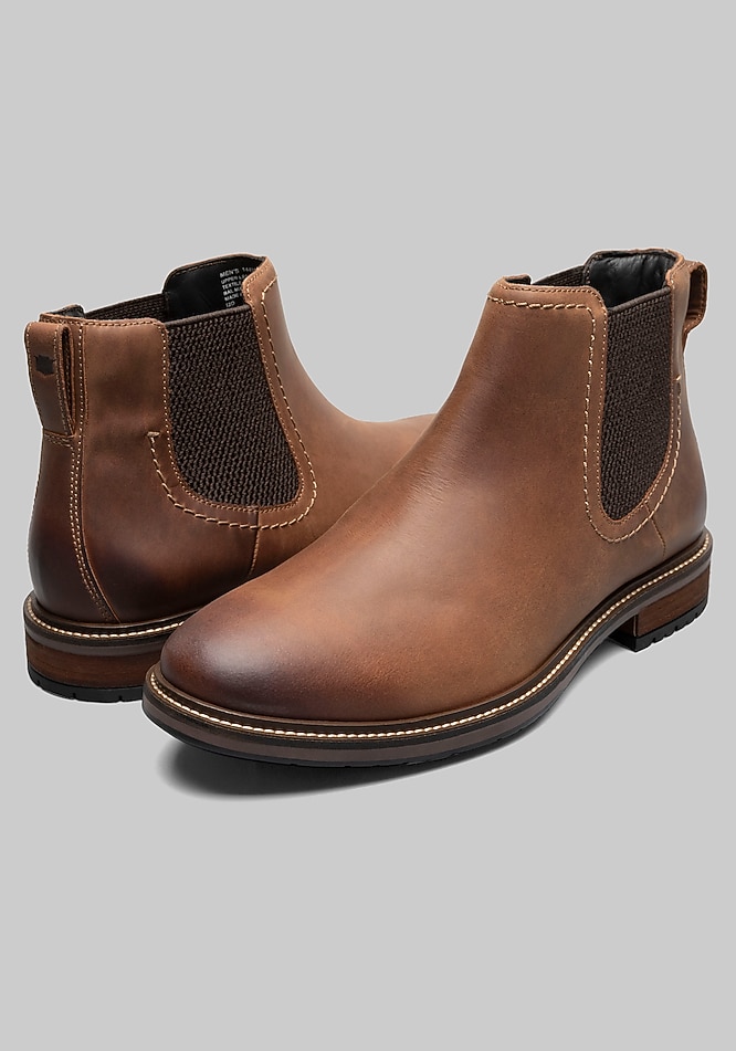 florsheim dress boots Men's Anthem Plain Toe Chelsea Boot Brown CH 10.5 Suedetec lining removable cushioning footbed with Ortholite high rebound foam and leather cover Florsheim Men's Cognac Rucci Plain