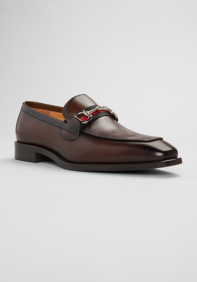 mens gucci dress shoes on sale GUCCI Brown Leather Horsebit Men's Loafers Made in Italy Marked as 39M -  5.5US