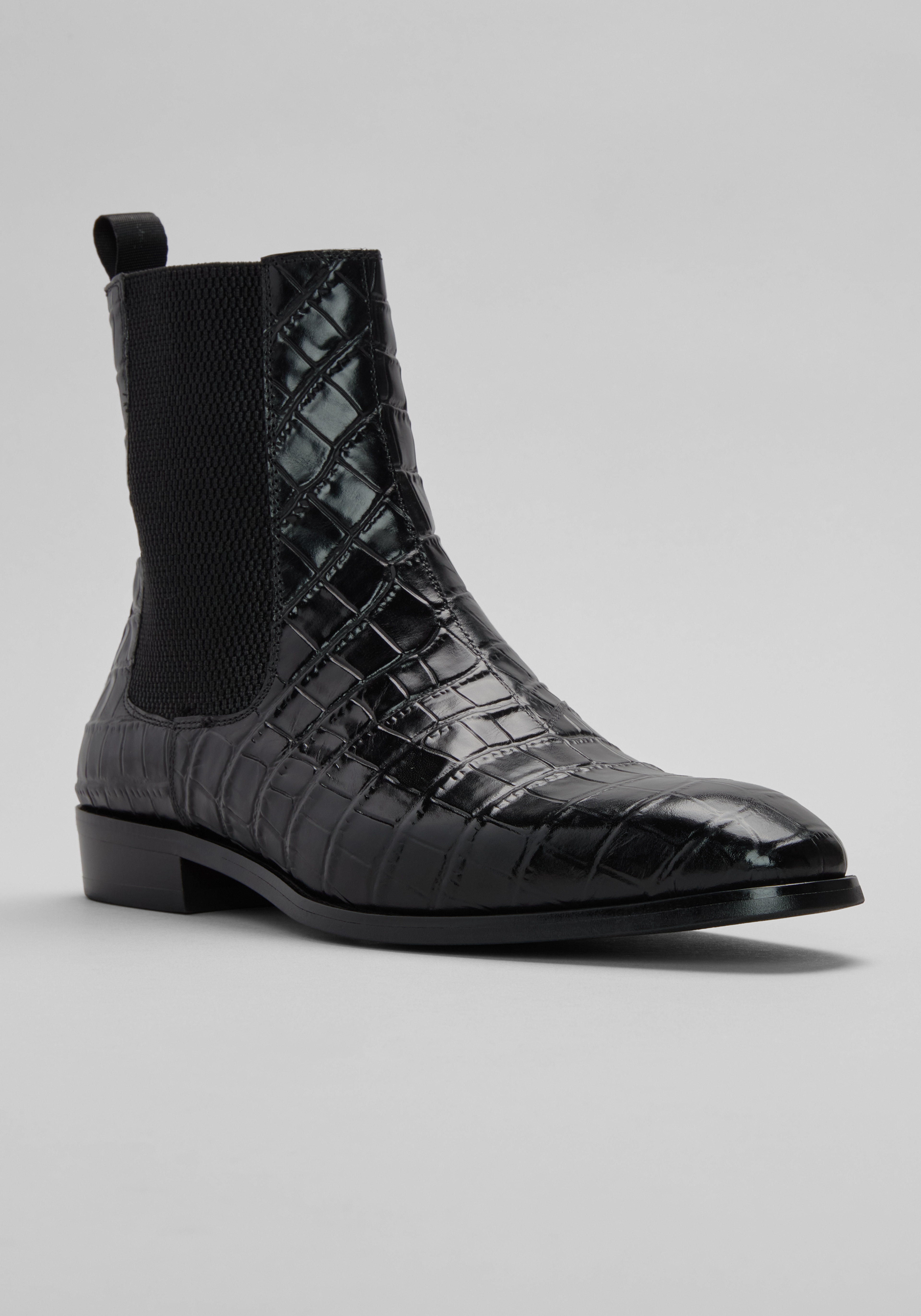 Carrucci Crocodile Print Chelsea Boots
