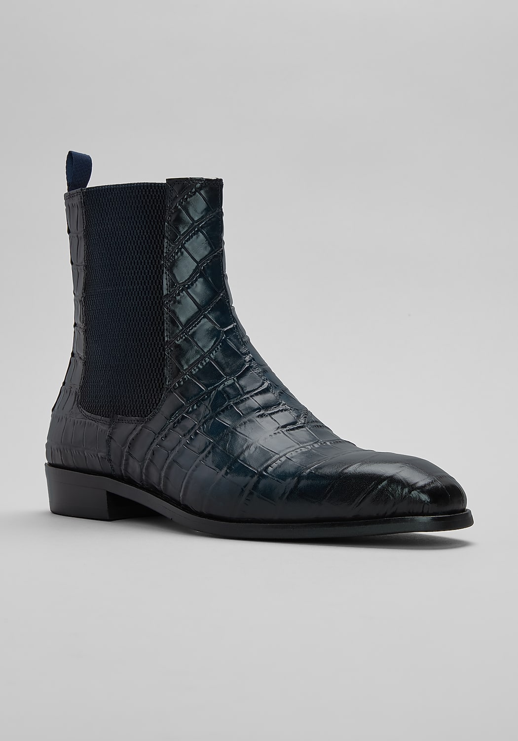 Carrucci Crocodile Print Chelsea Boots