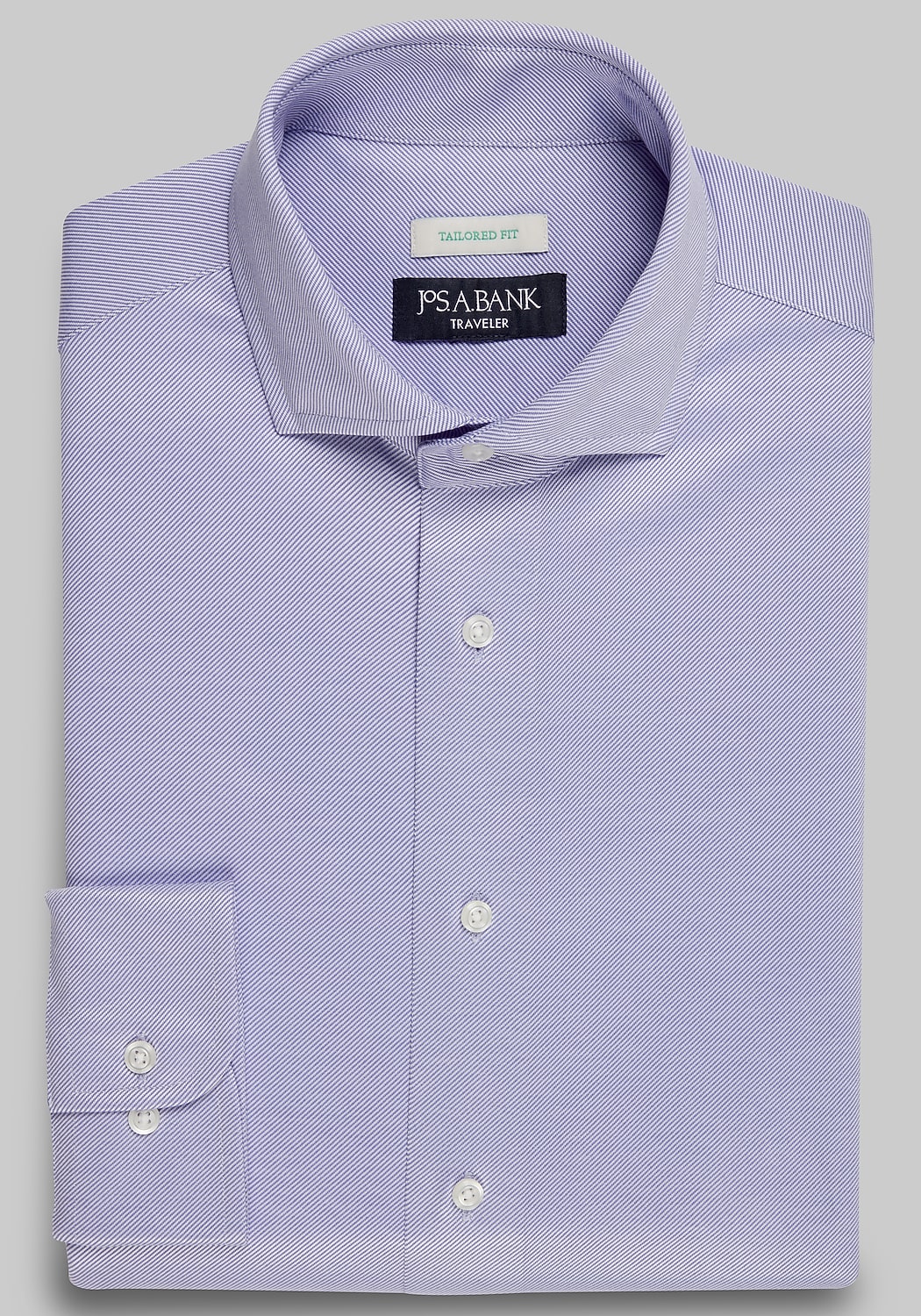 Traveler&reg; Collection Tailored Fit Spread Collar Twill Knit Dress Shirt CLEARANCE