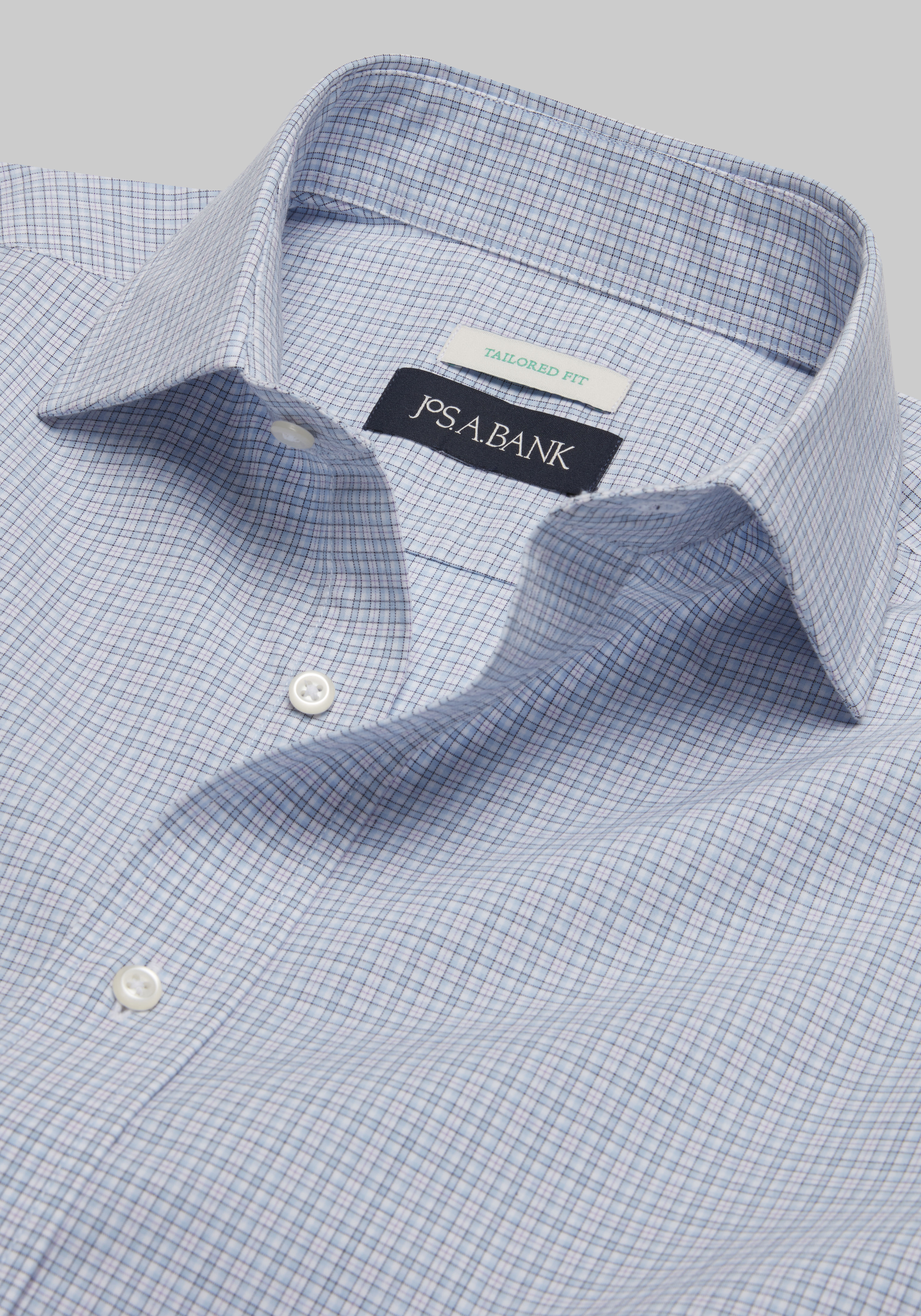 Jos. A. Bank Tailored Fit Spread Collar Plaid Dress Shirt CLEARANCE