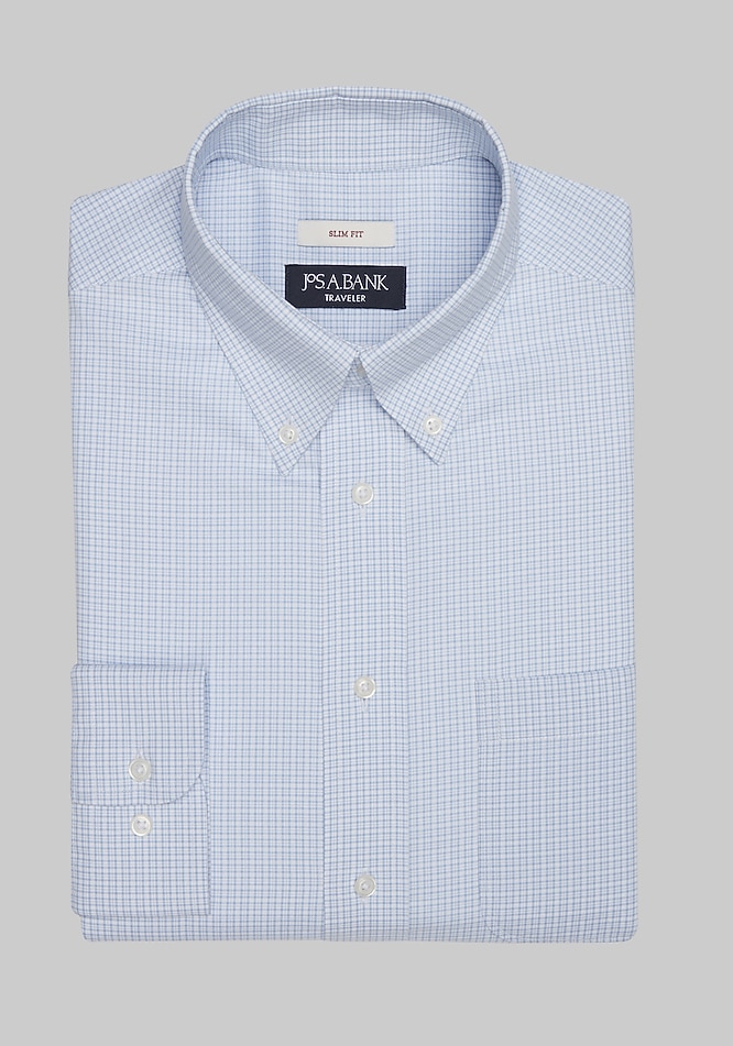 Traveler® Collection Slim Fit Button-Down Collar Check Dress Shirt