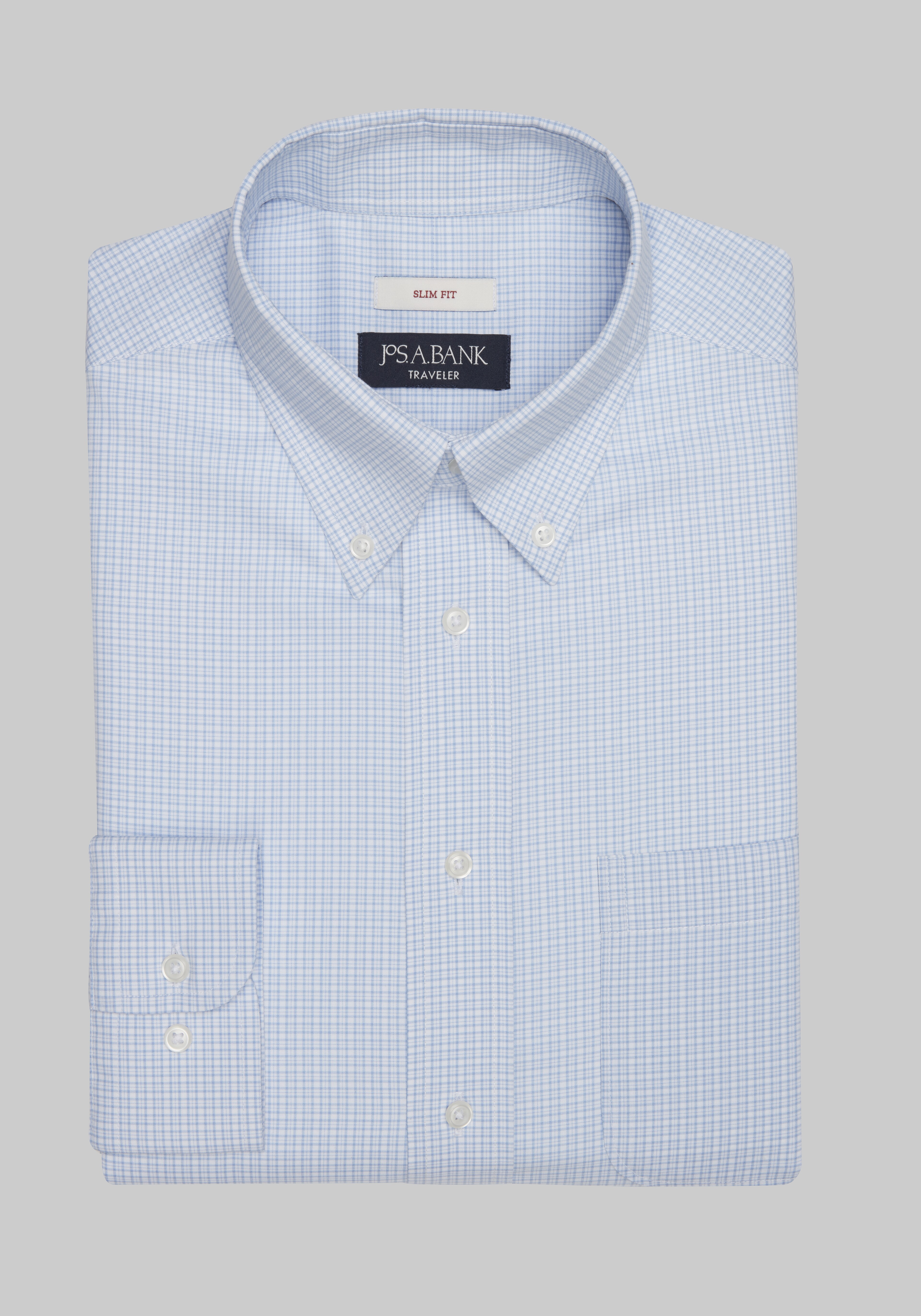 Traveler® Collection Slim Fit Button-Down Collar Check Dress Shirt