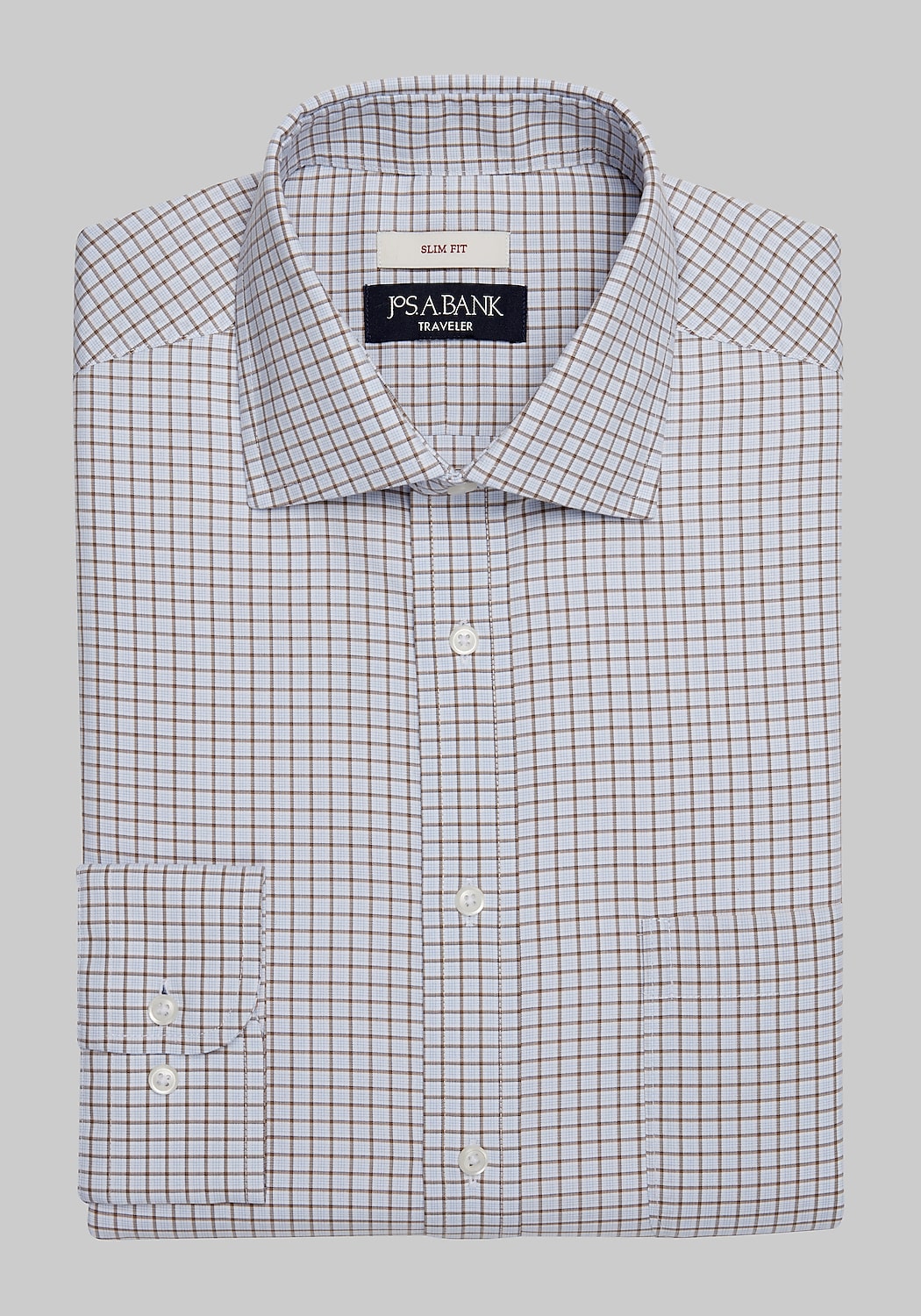 Traveler&reg; Collection Slim Fit Spread Collar Check Dress Shirt CLEARANCE