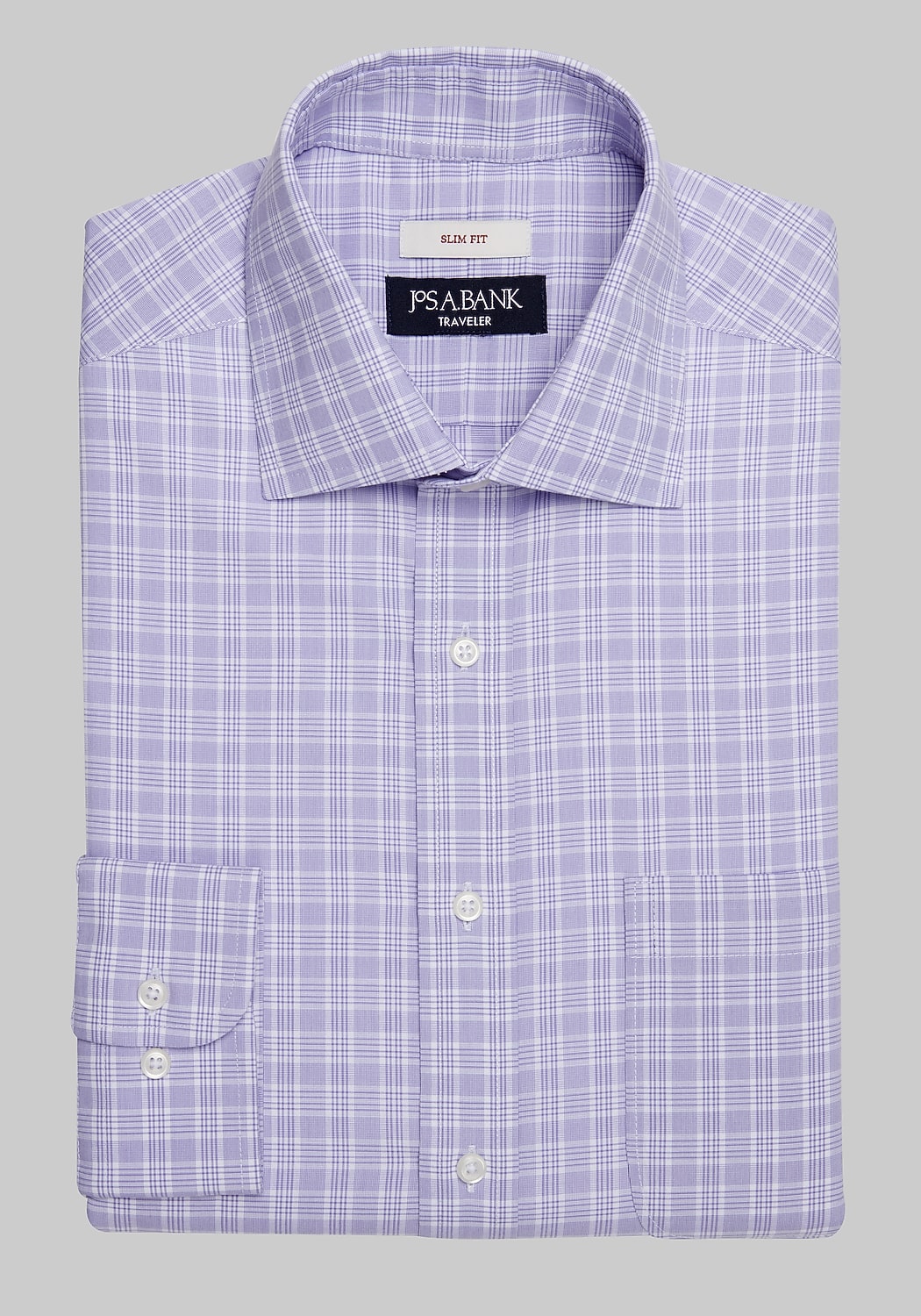 Traveler&reg; Collection Slim Fit Spread Collar Check Dress Shirt CLEARANCE