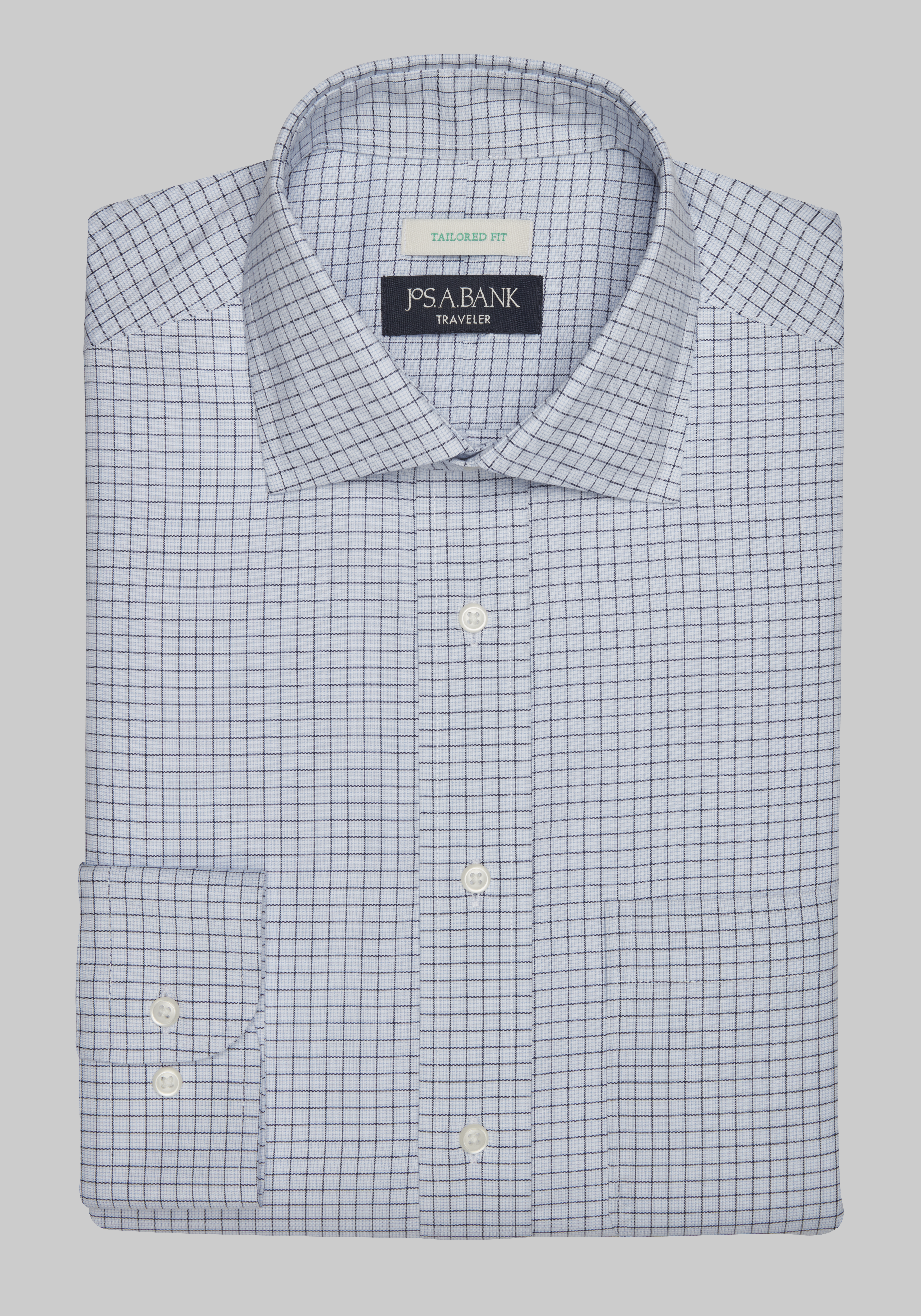 Traveler Collection Tailored Fit Spread Collar Check Dress Shirt