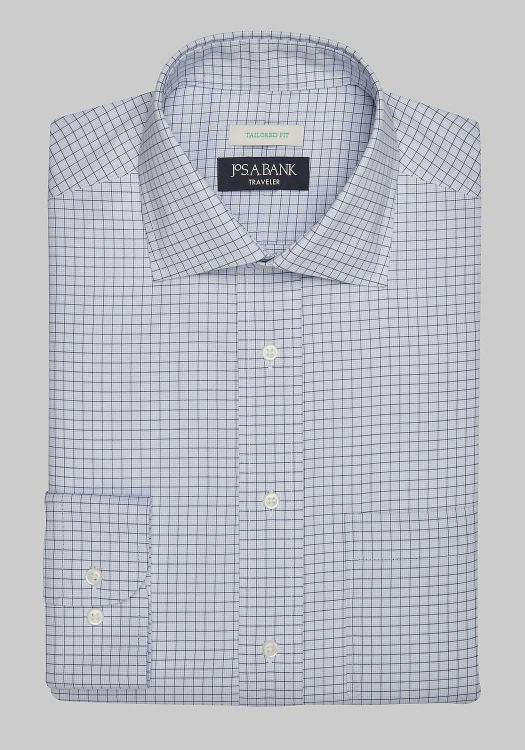 Traveler Collection Tailored Fit Spread Collar Check Dress Shirt CLEARANCE