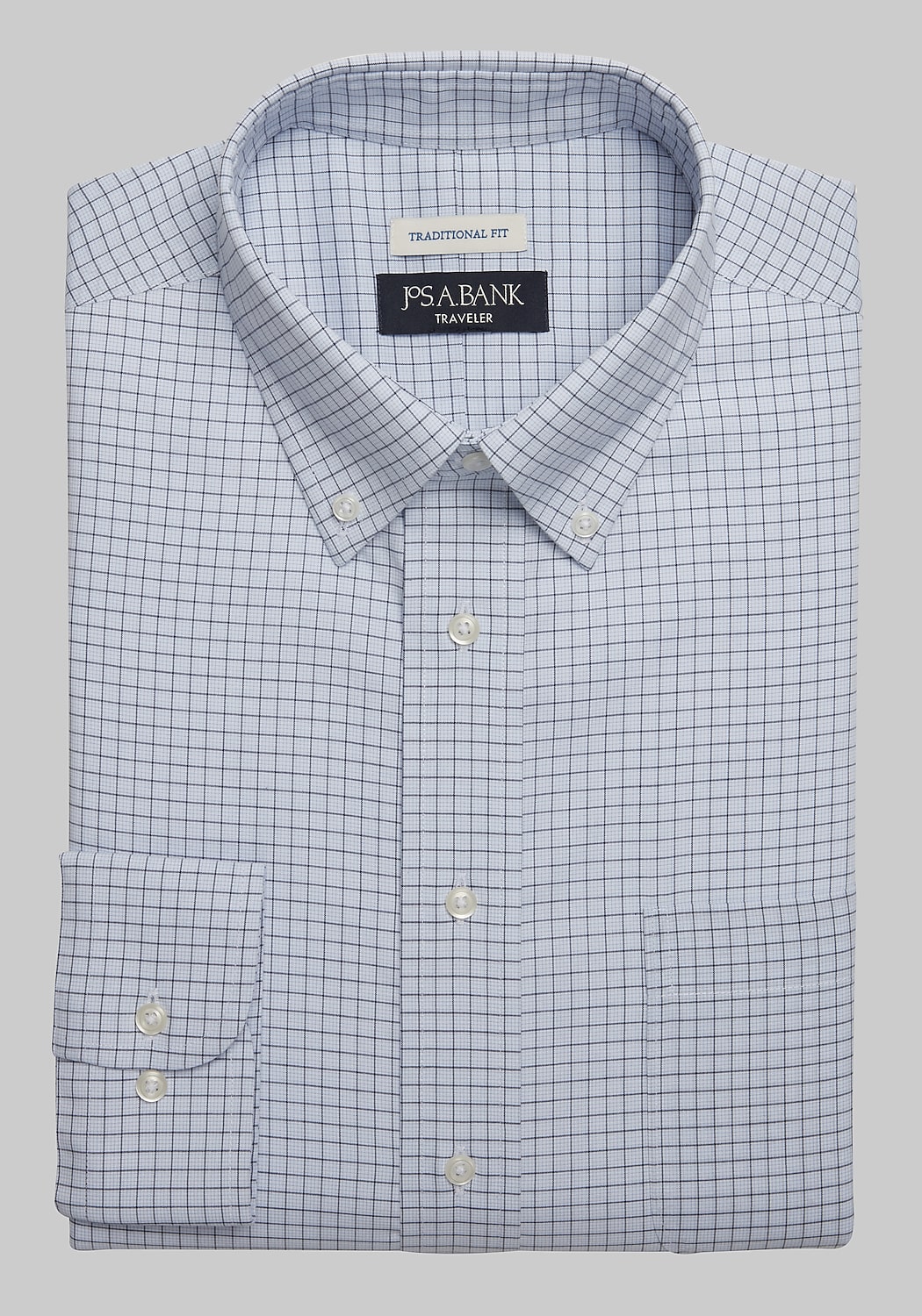 Traveler&reg; Collection Traditional Fit Button-Down Collar Check Dress Shirt - Big & Tall CLEARANCE