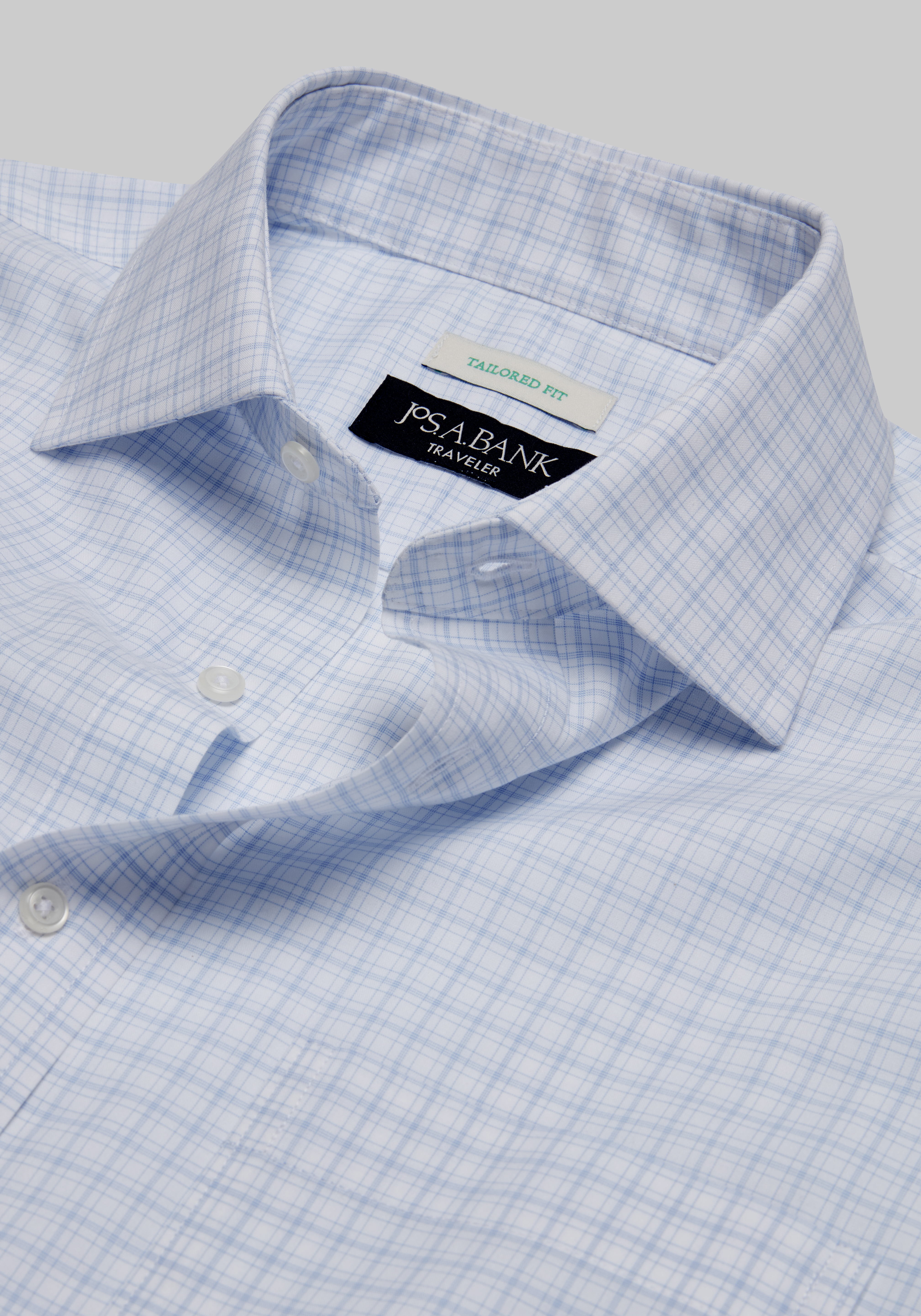 Traveler® Collection Tailored Fit Spread Collar Check Dress Shirt