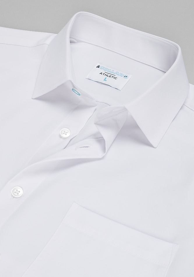&Collar Range Athletic Fit Solid Spread Collar 3D Stretchy Dress Shirt -  All Dress Shirts | Jos A Bank