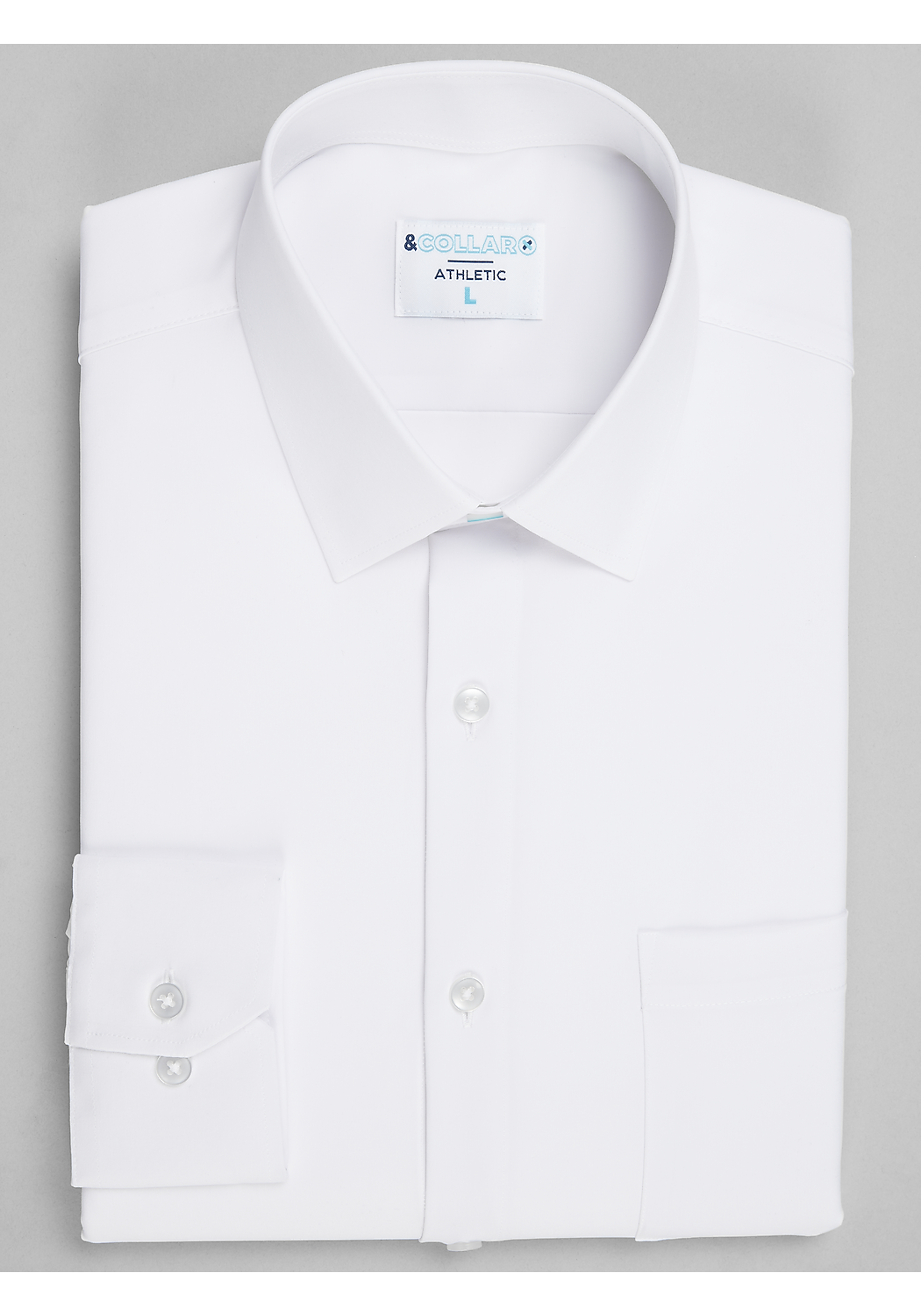 &Collar Range Athletic Fit Solid Spread Collar 3D Stretchy Dress Shirt