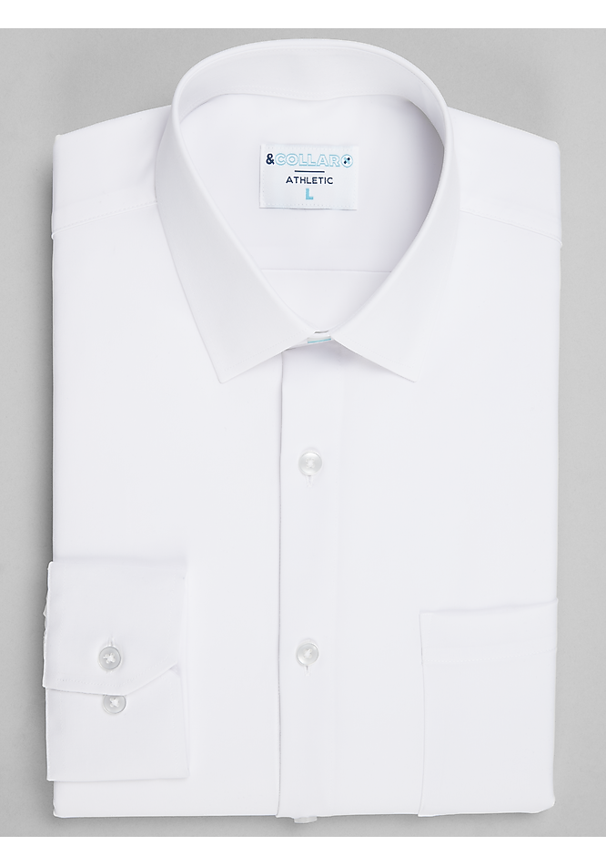 &Collar Range Athletic Fit Solid Spread Collar 3D Stretchy Dress Shirt -  All Dress Shirts | Jos A Bank