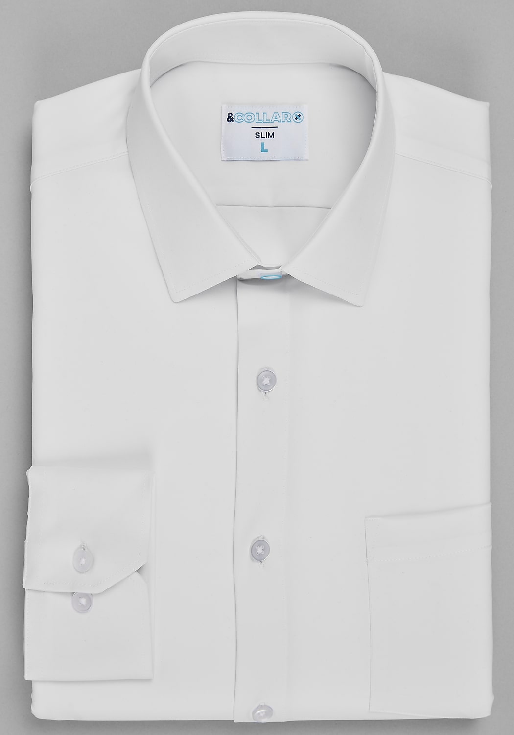 &Collar Range Slim Fit Solid Spread Collar 3D Stretchy Dress Shirt