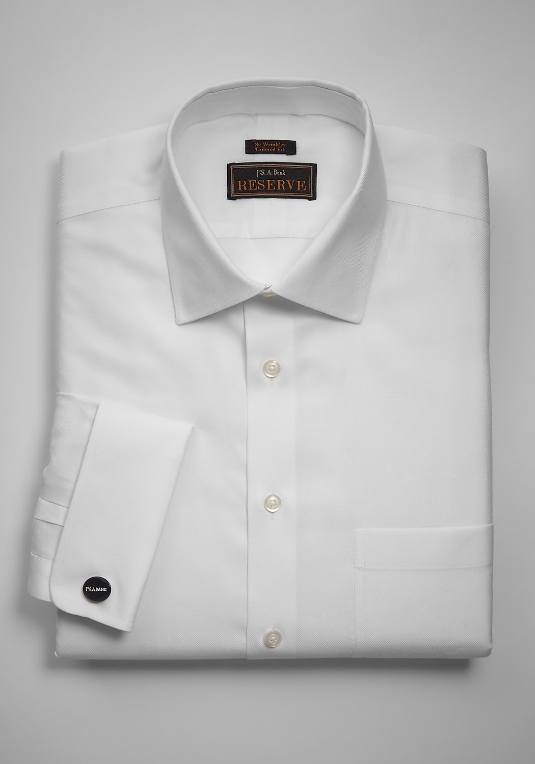Reserve Collection Tailored Fit Spread Collar Textured Solid Dress Shirt 
