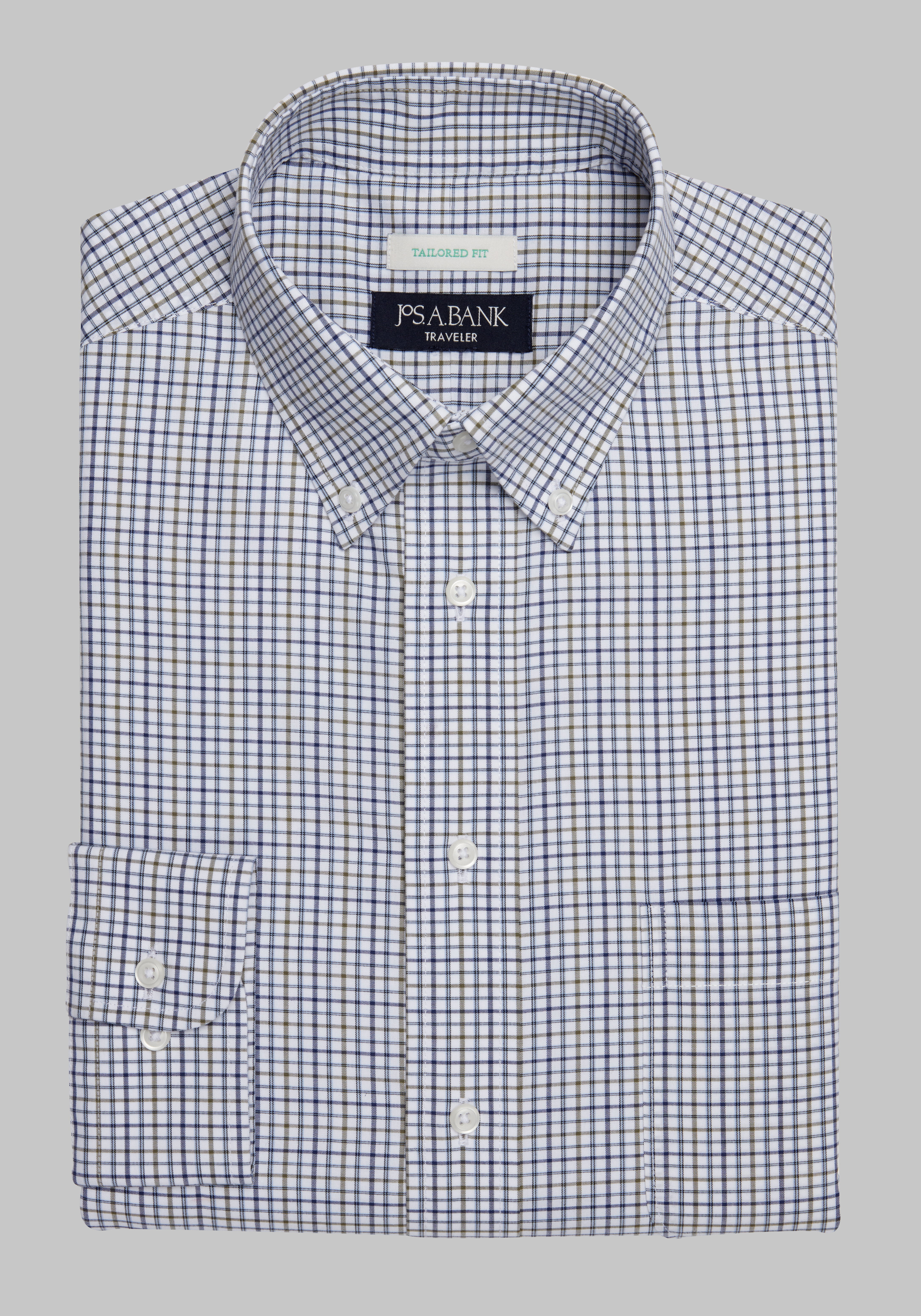 Traveler Collection Tailored Fit Button-Down Collar Check Dress Shirt CLEARANCE - All Clearance | Jos A Bank