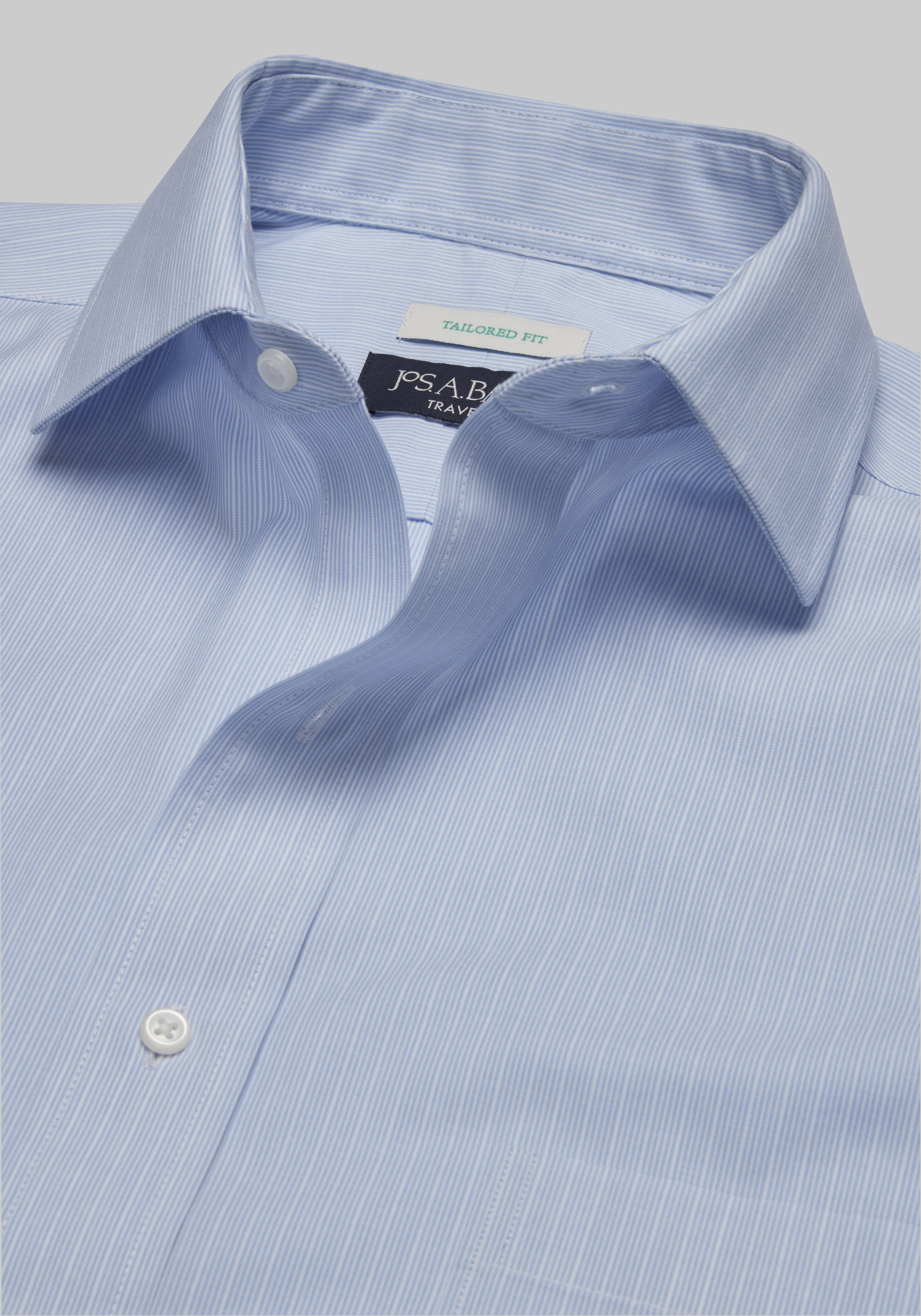 Traveler® Collection Tailored Fit Spread Collar Stripe Dress Shirt