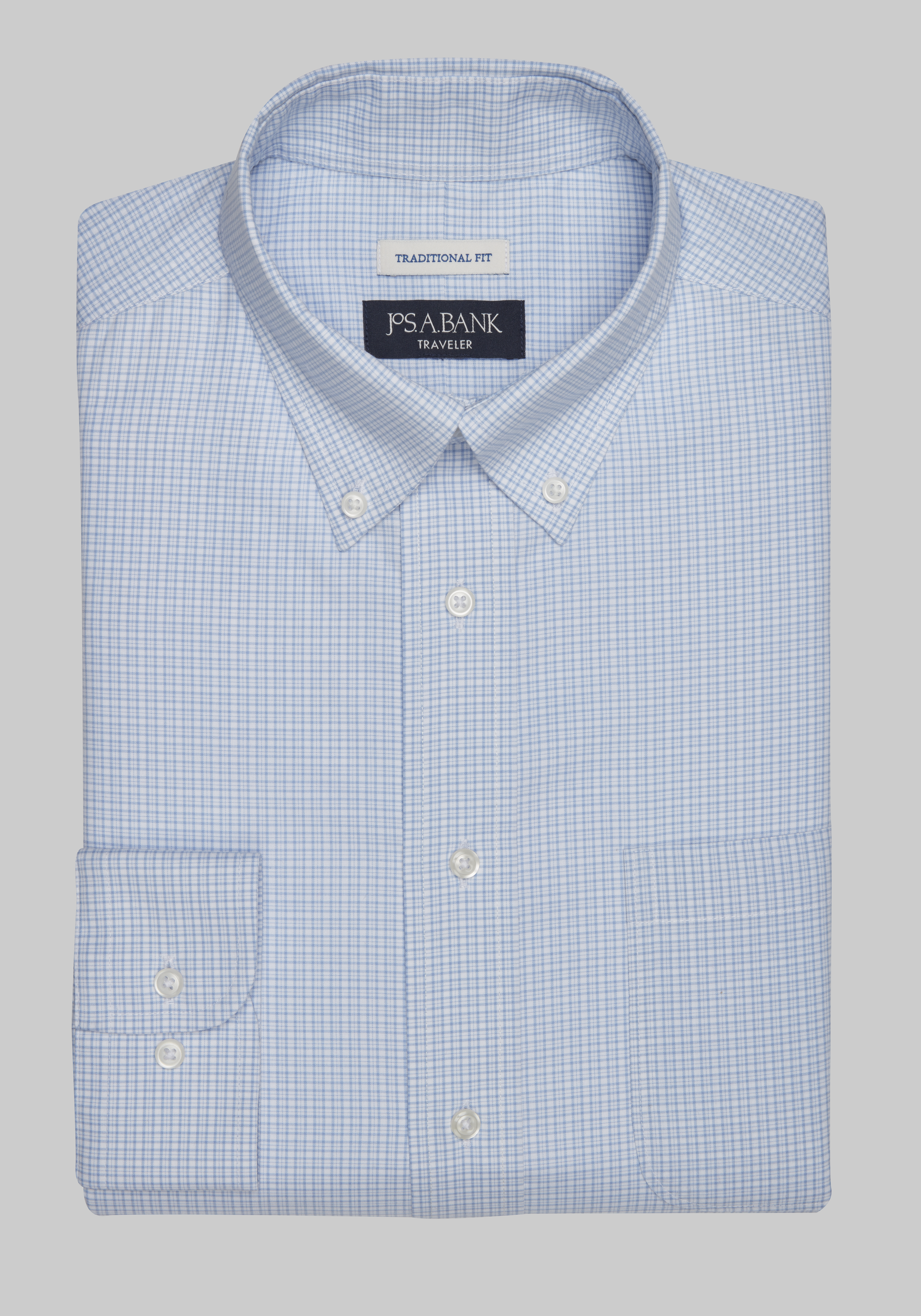 Men's CLEARANCE, Traveler&reg; Collection Traditional Fit Button-Down Collar Check Dress Shirt - Big & Tall CLEARANCE - Jos A Bank