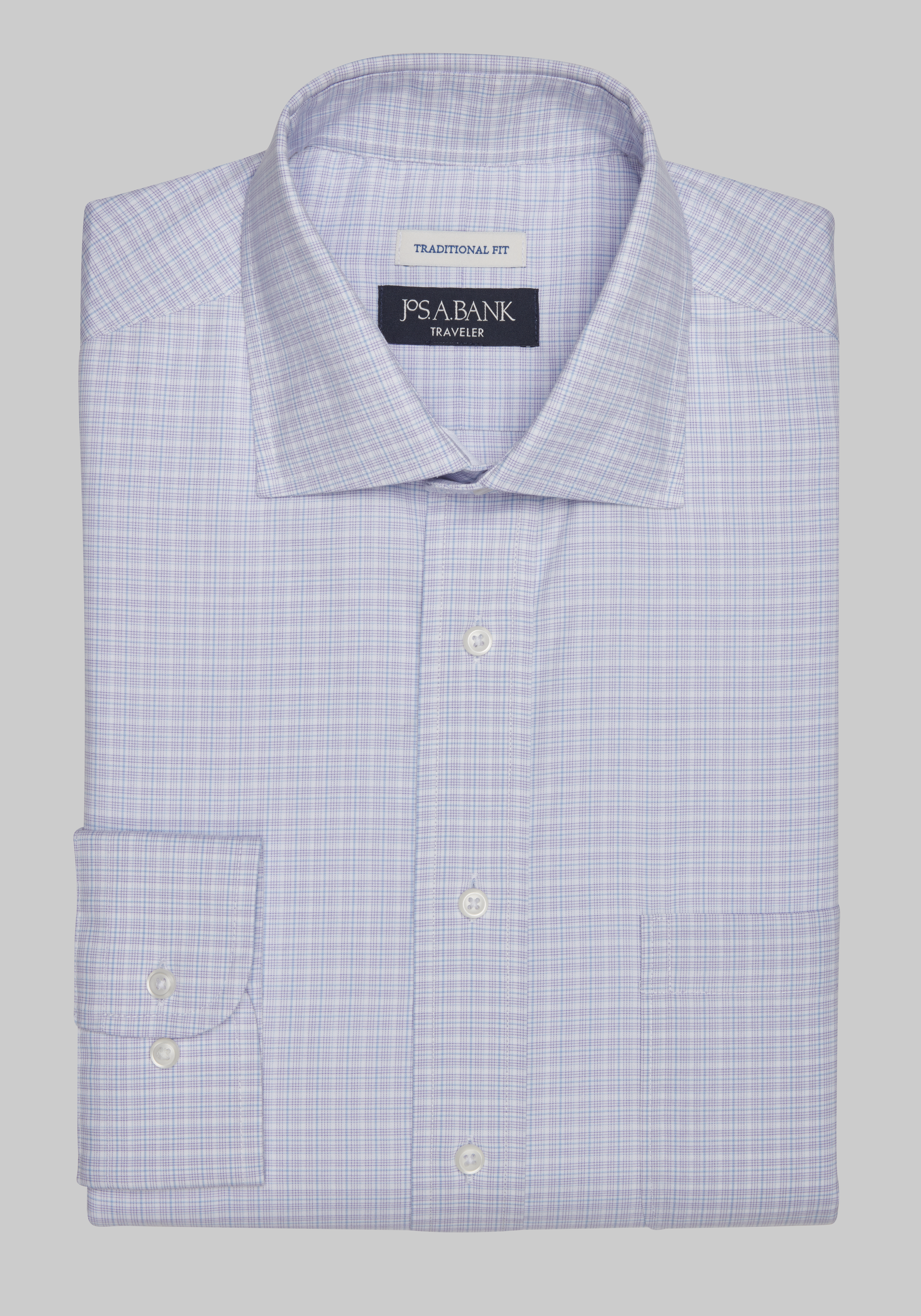 Traveler Collection Traditional Fit Spread Collar Multi Check Dress Shirt - Big & Tall CLEARANCE