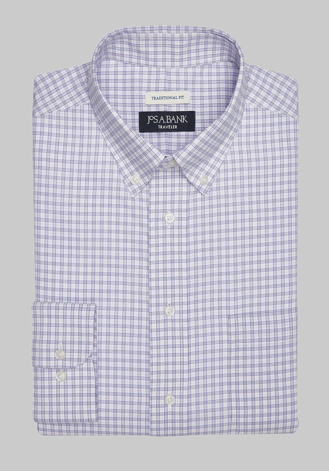 Traveler&reg; Collection Traditional Fit Button-Down Collar Check Dress Shirt - Big & Tall CLEARANCE